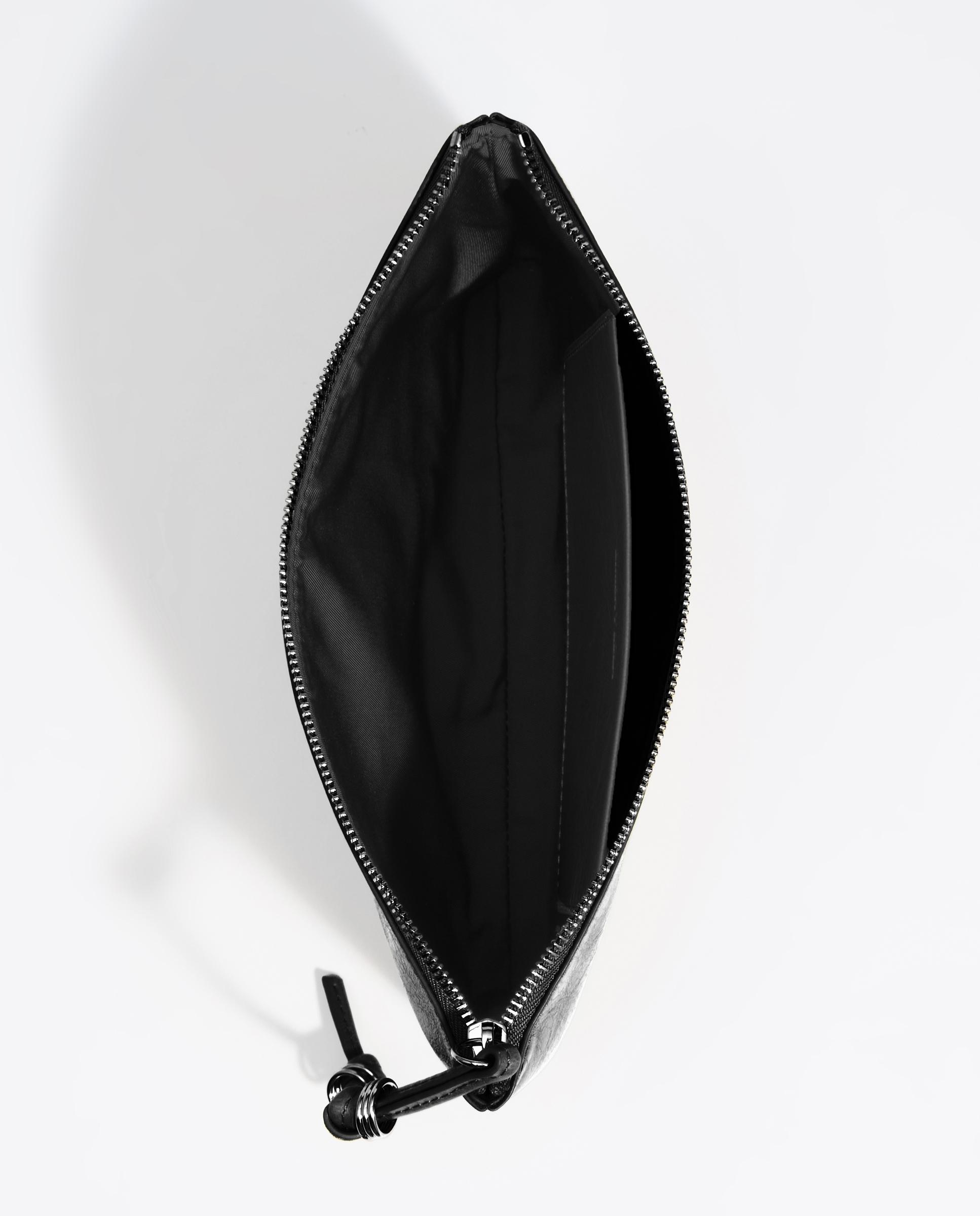 Necessaire Tipo Envelope Médio de Pele Preto-3