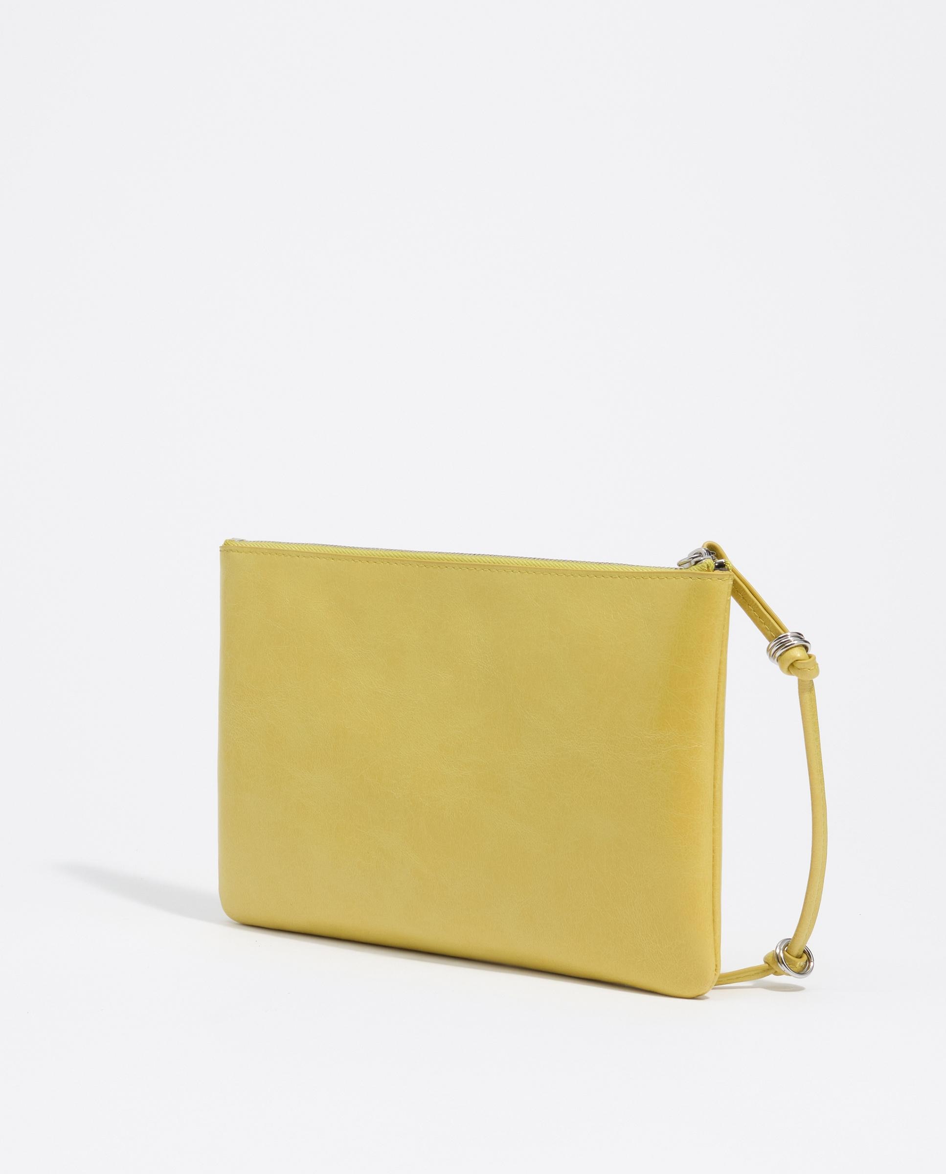 Necessaire Envelope com Fecho Zip Médio de Pele Amarelo-4