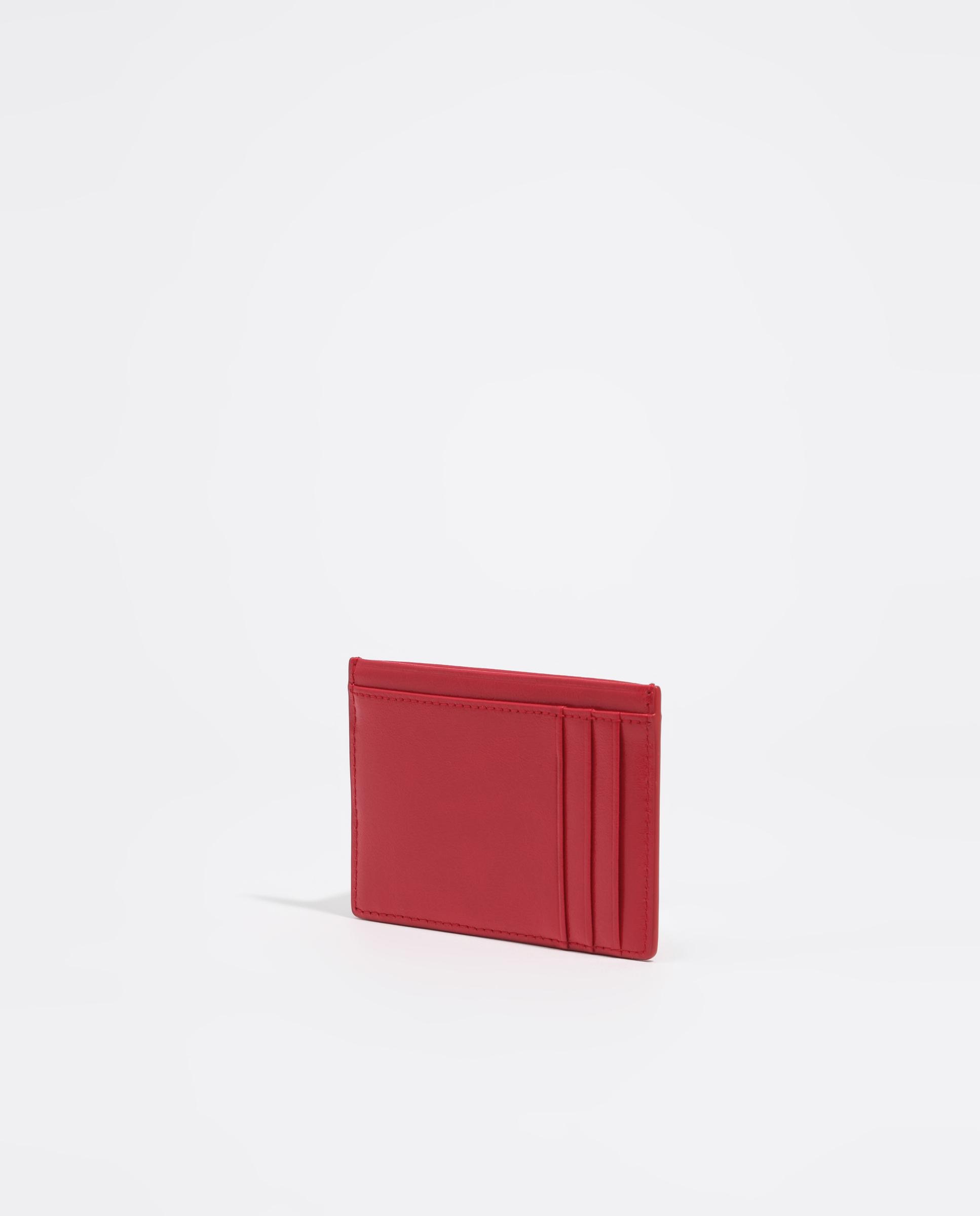 Porta-cartões de Pele com Logo Vermelho-3