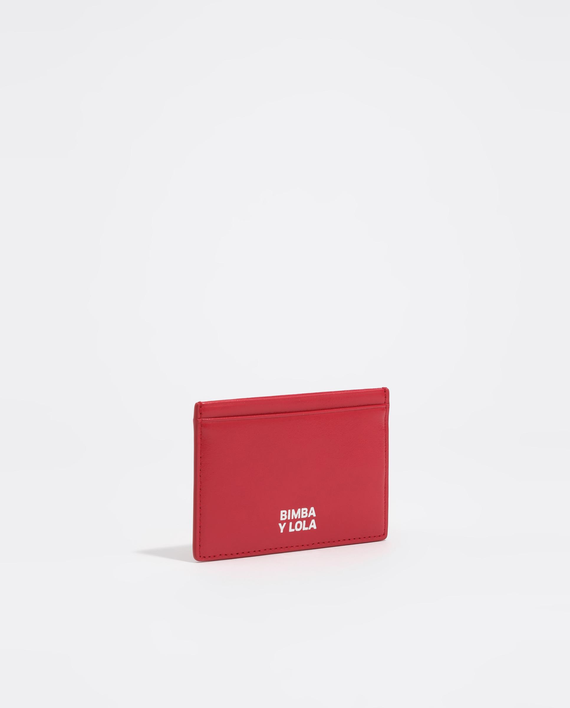Porta-cartões de Pele com Logo Vermelho-4