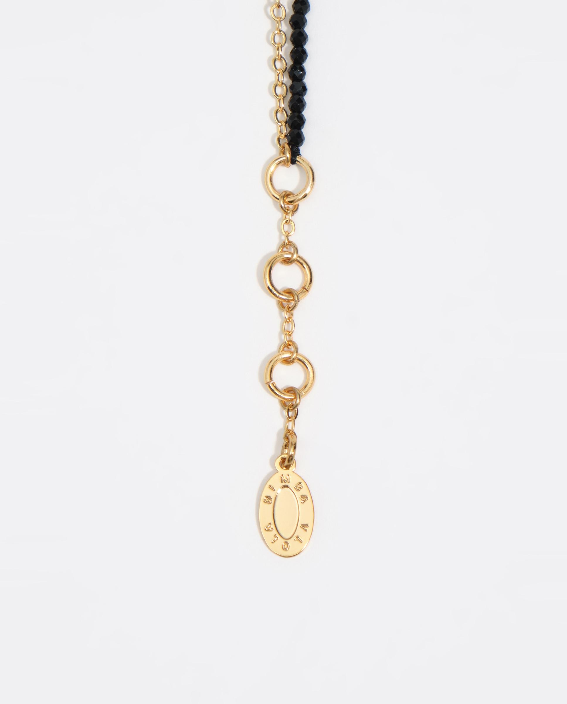 Colar de Corrente Dupla e Cristais com Corações Logo Dourado-3