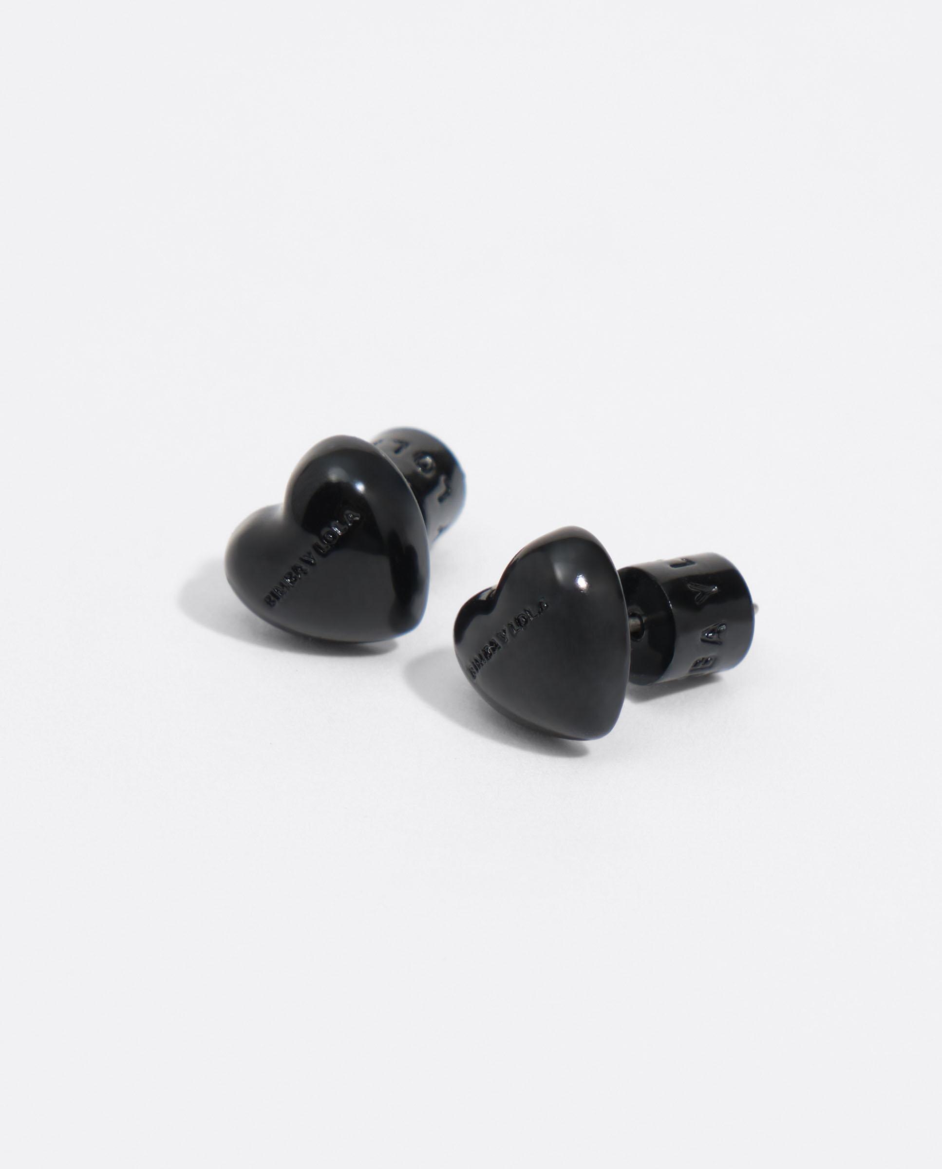 Brincos Corações Esmaltados Preto-4