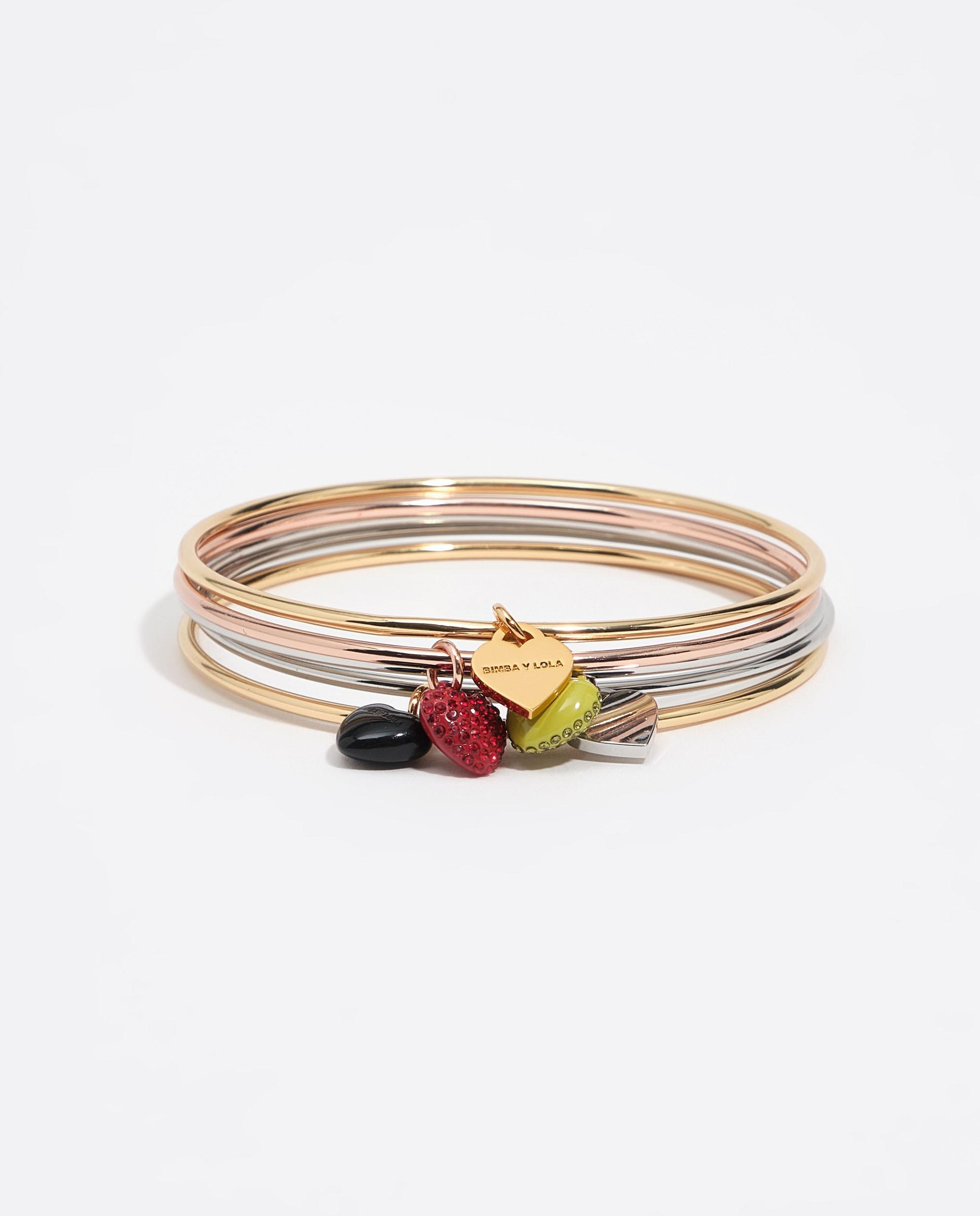 Set 5 Pulseiras Corações Logo Dourado-3