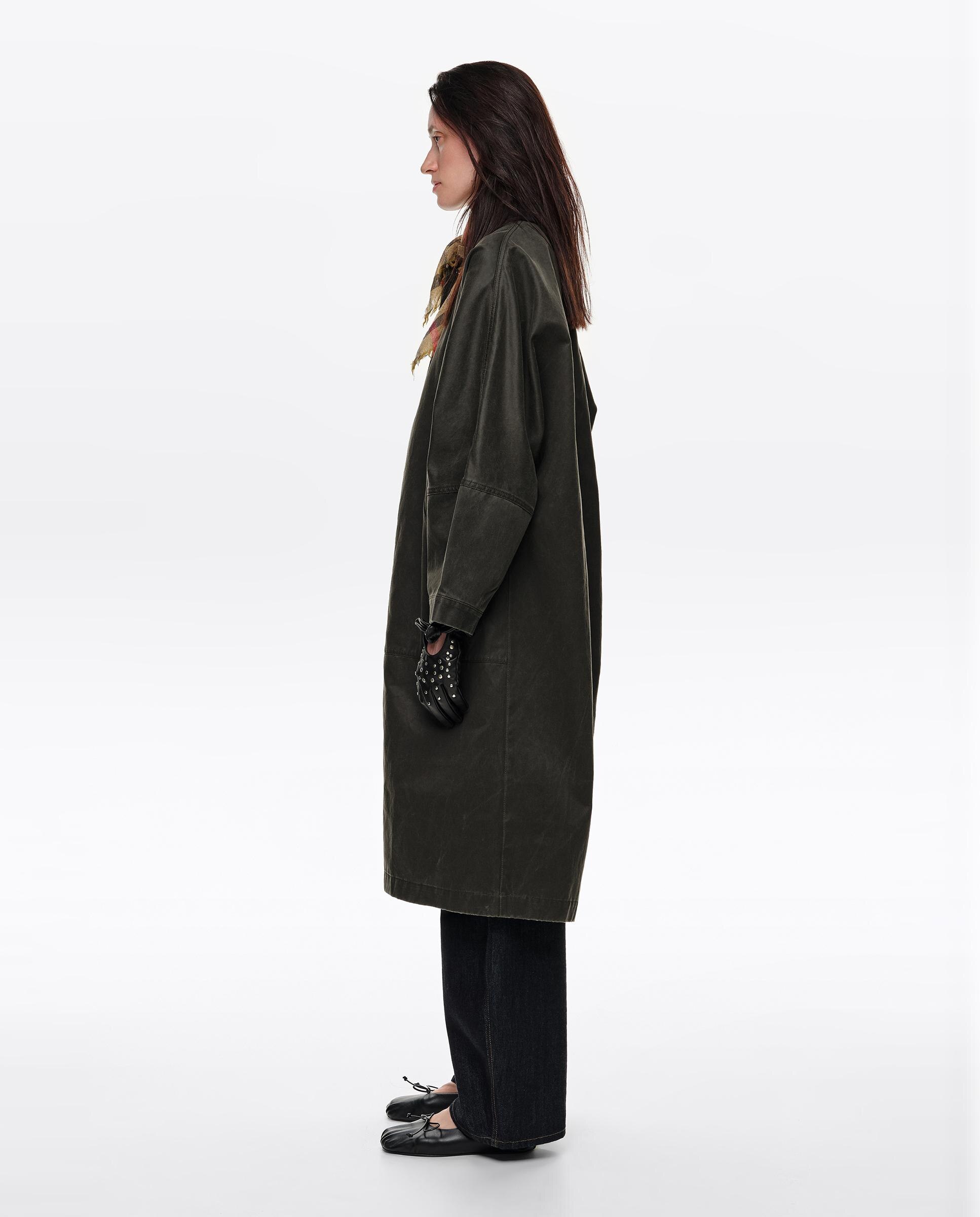 Gabardina Encerada Midi Caqui-3