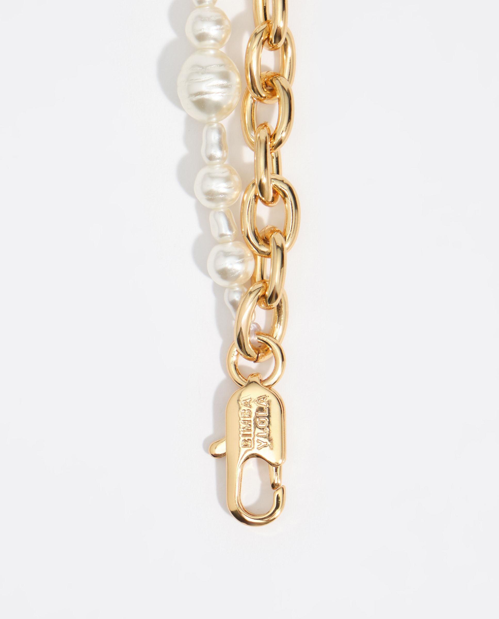 Colar Duplo Corrente e Pérolas Corações Logo Dourado-3