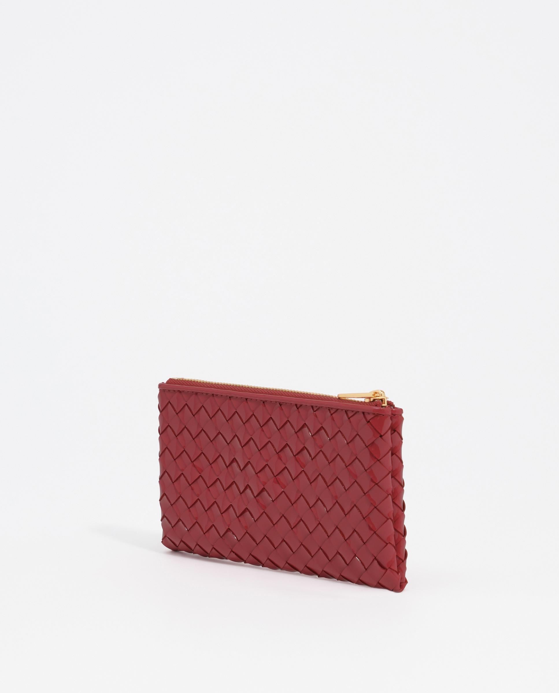 Porta-moedas com Fecho Zip Entrançado Vermelho-6