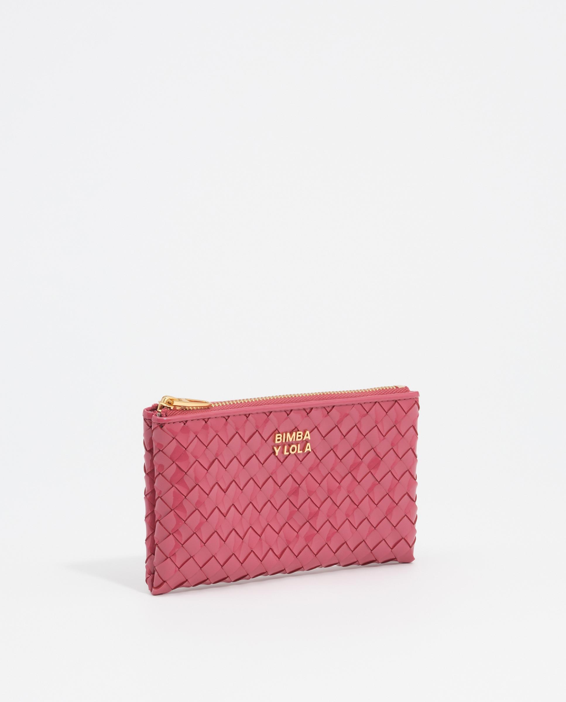 Porta-moedas Entrançado com Fecho Zip Rosa-2