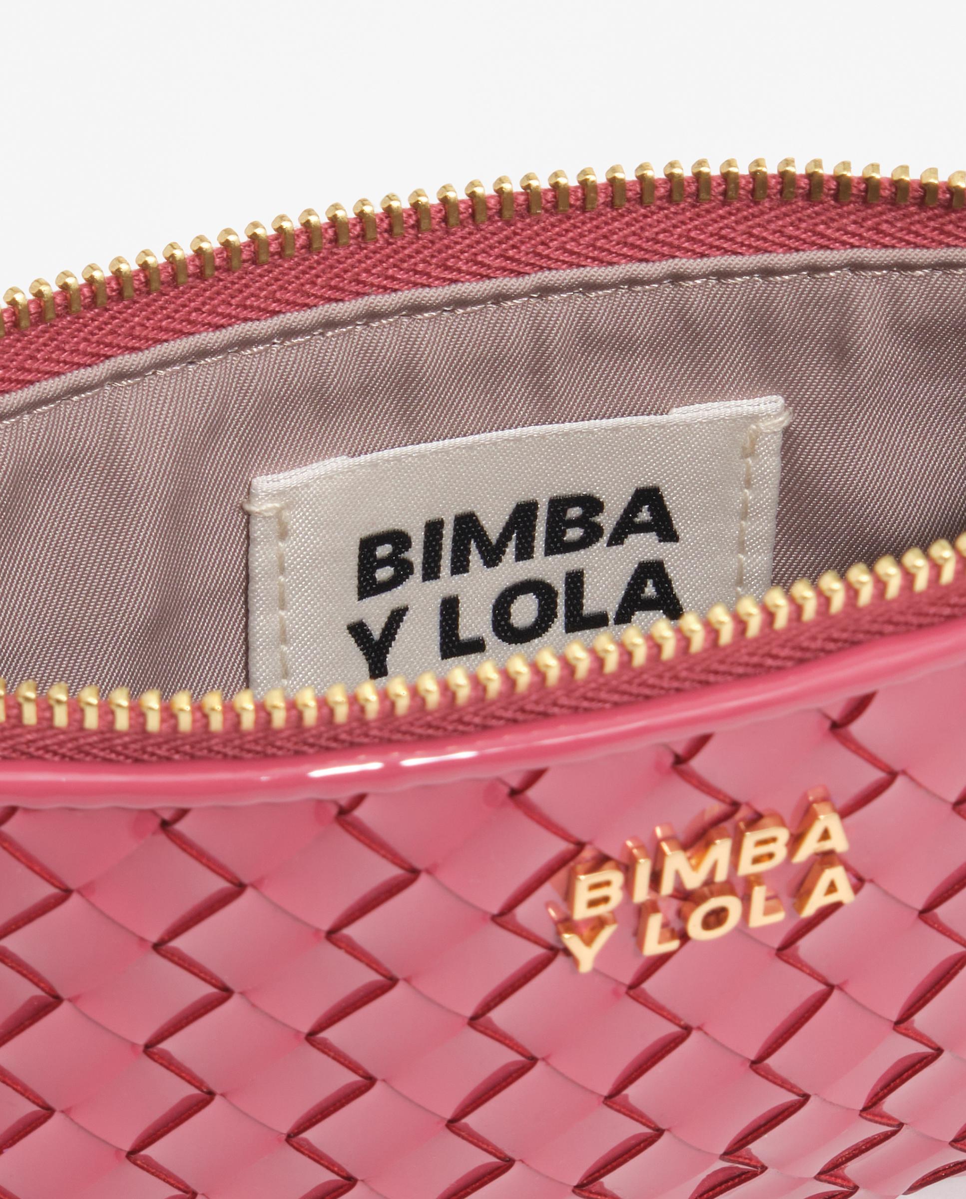 Porta-moedas Entrançado com Fecho Zip Rosa-5
