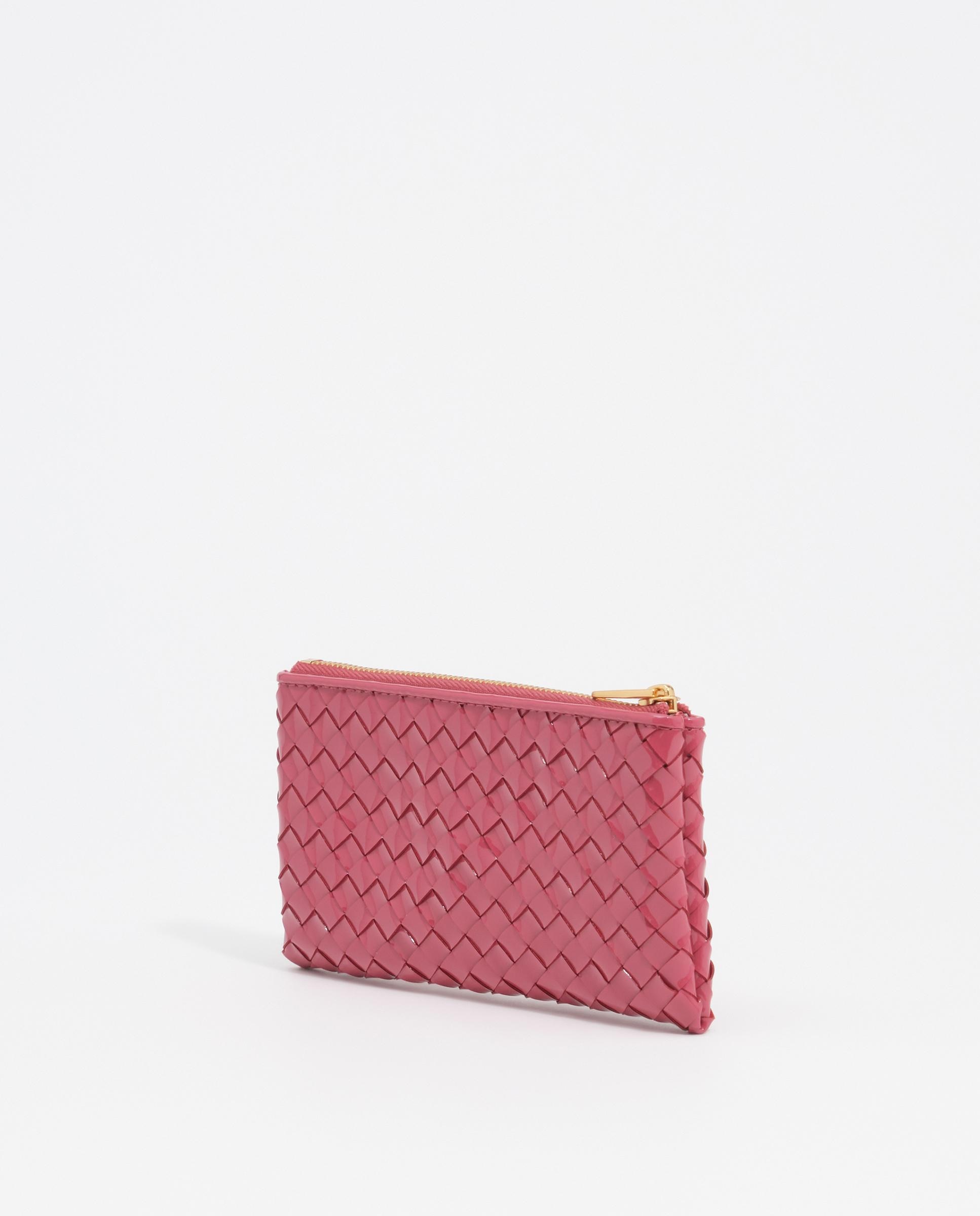 Porta-moedas Entrançado com Fecho Zip Rosa-6