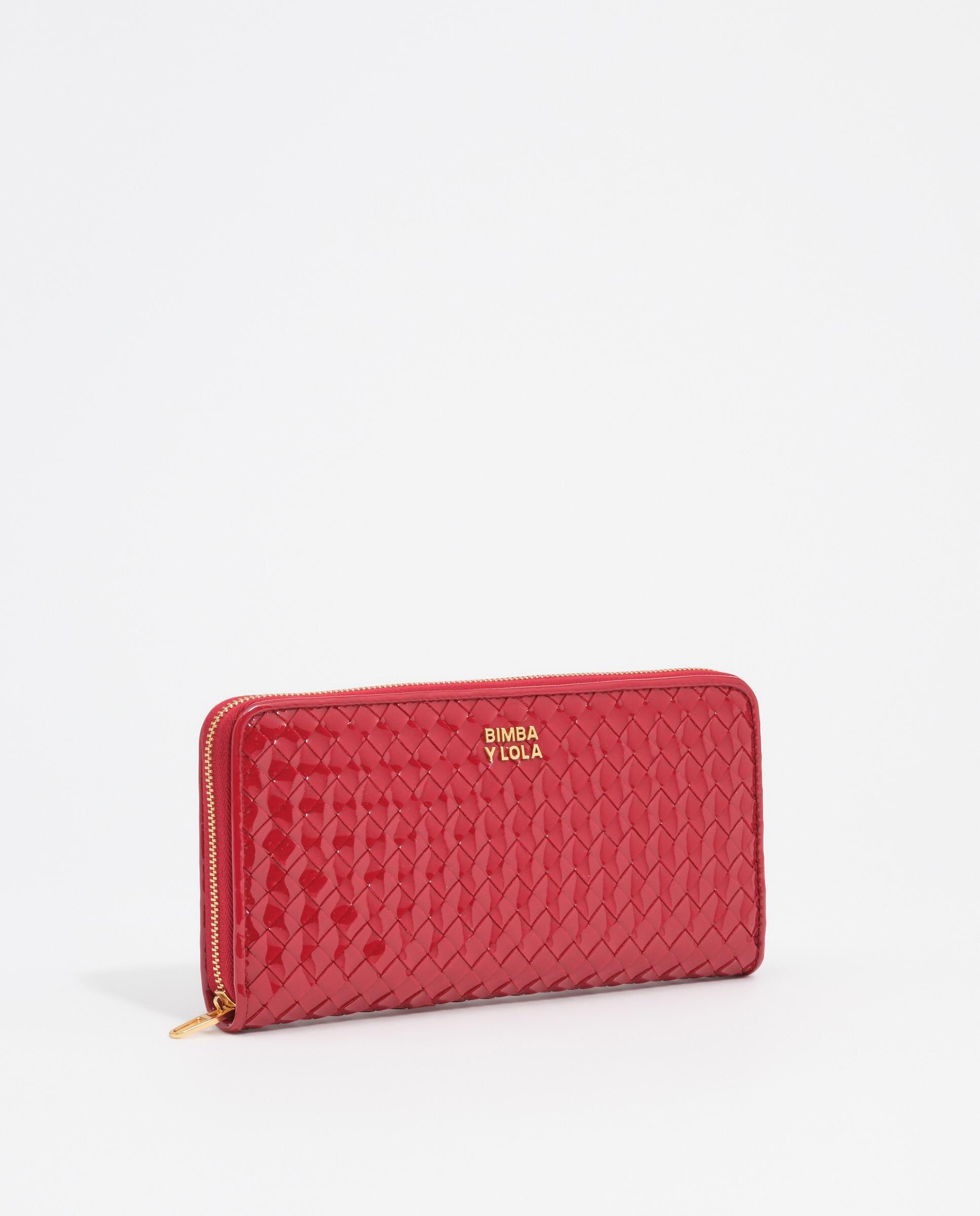 Carteira com Fecho Zip Grande Entrançada Vermelho-2