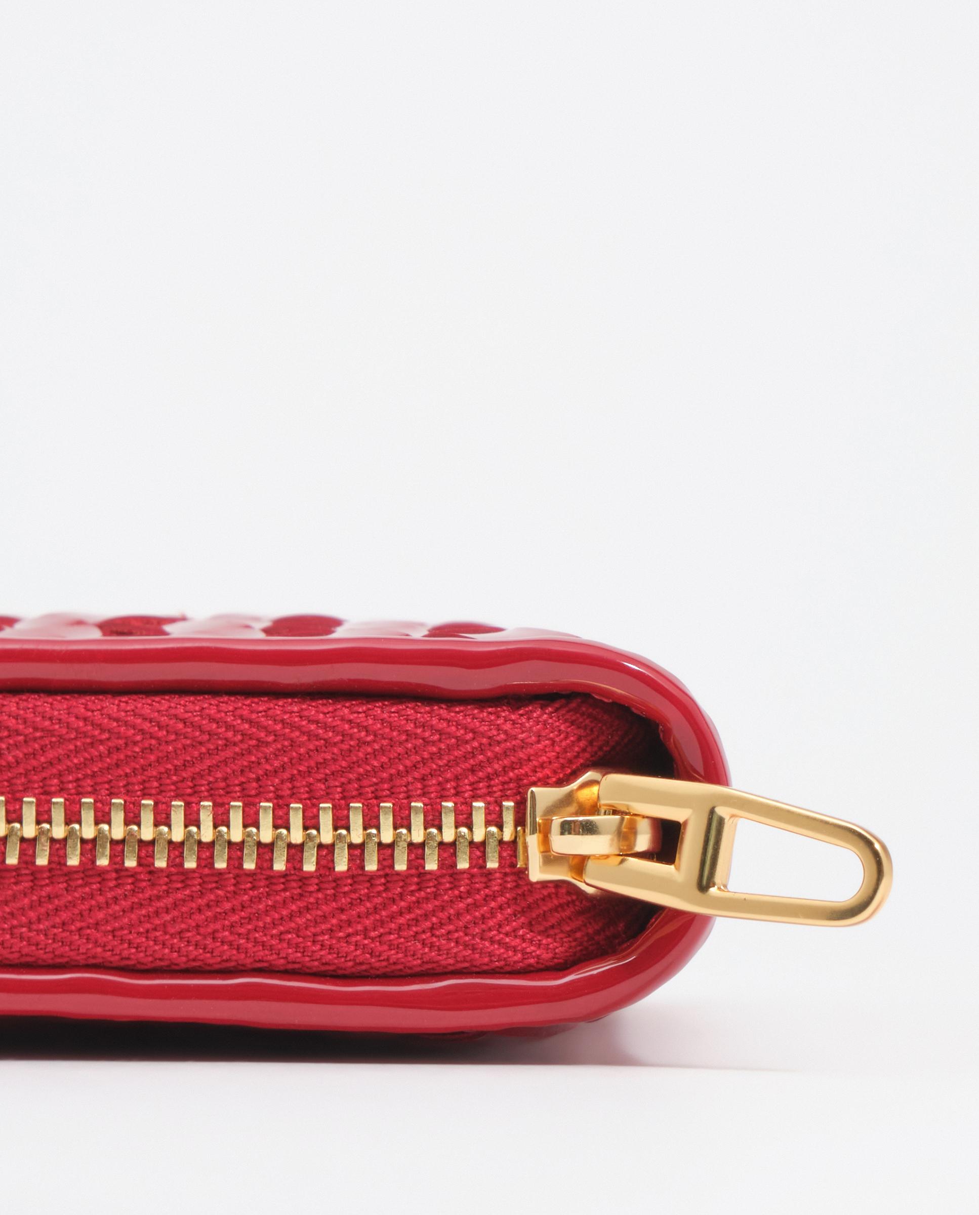 Carteira com Fecho Zip Grande Entrançada Vermelho-3