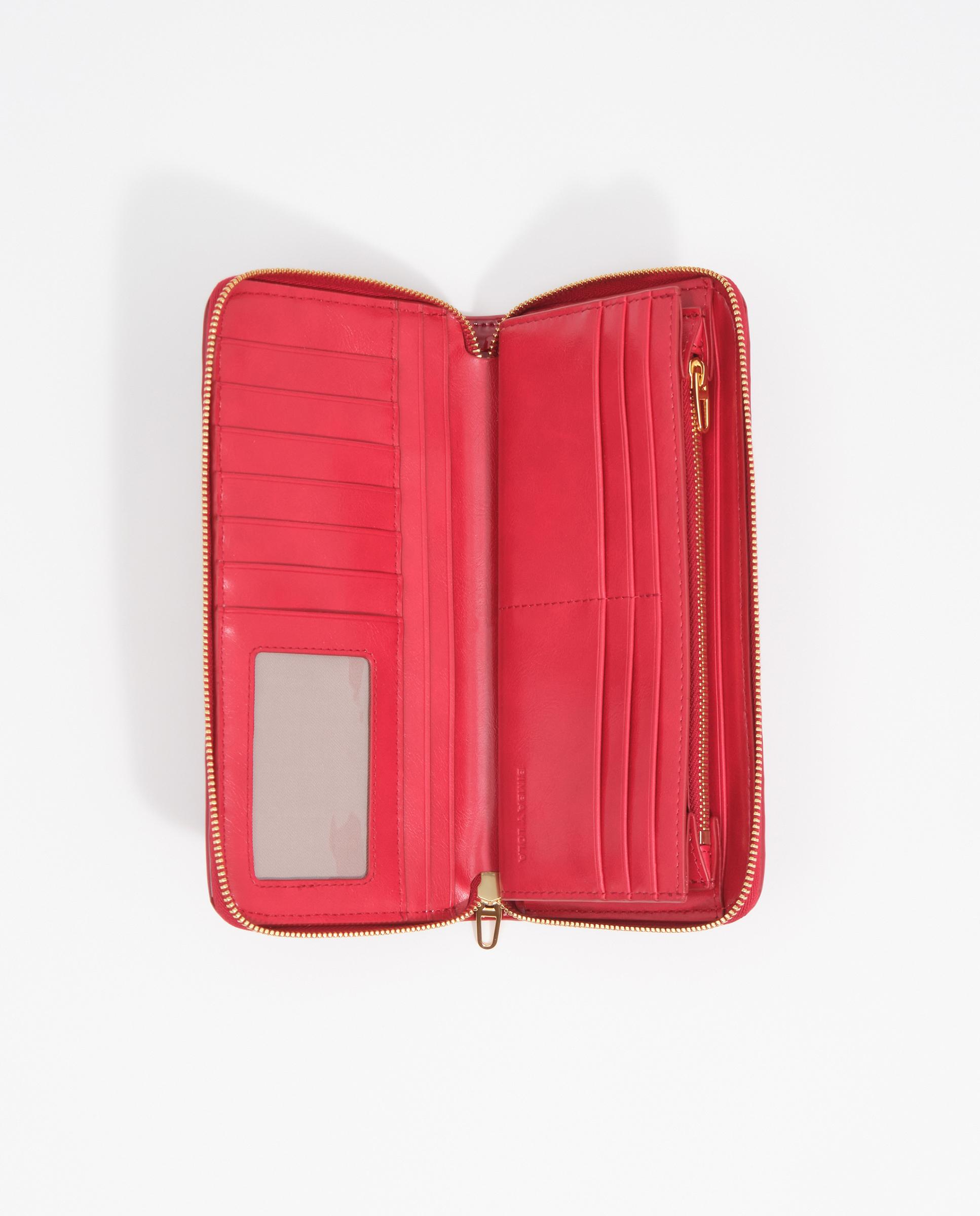 Carteira com Fecho Zip Grande Entrançada Vermelho-4