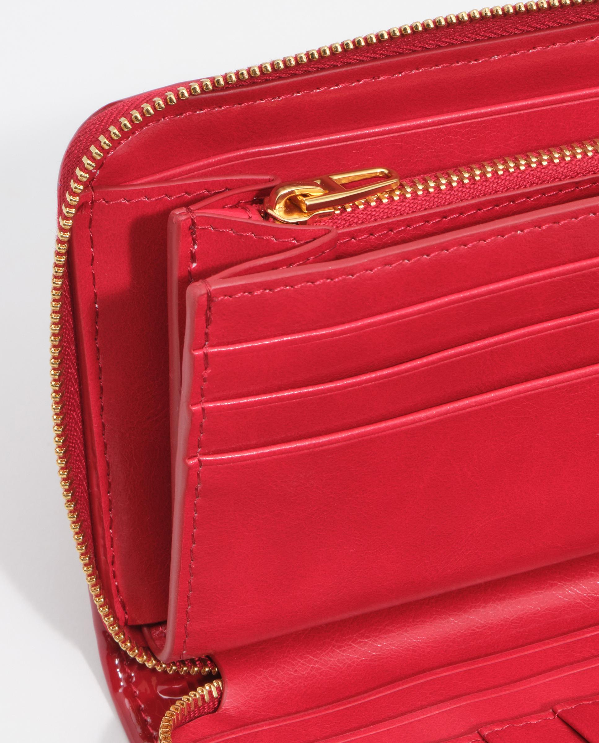 Carteira com Fecho Zip Grande Entrançada Vermelho-5