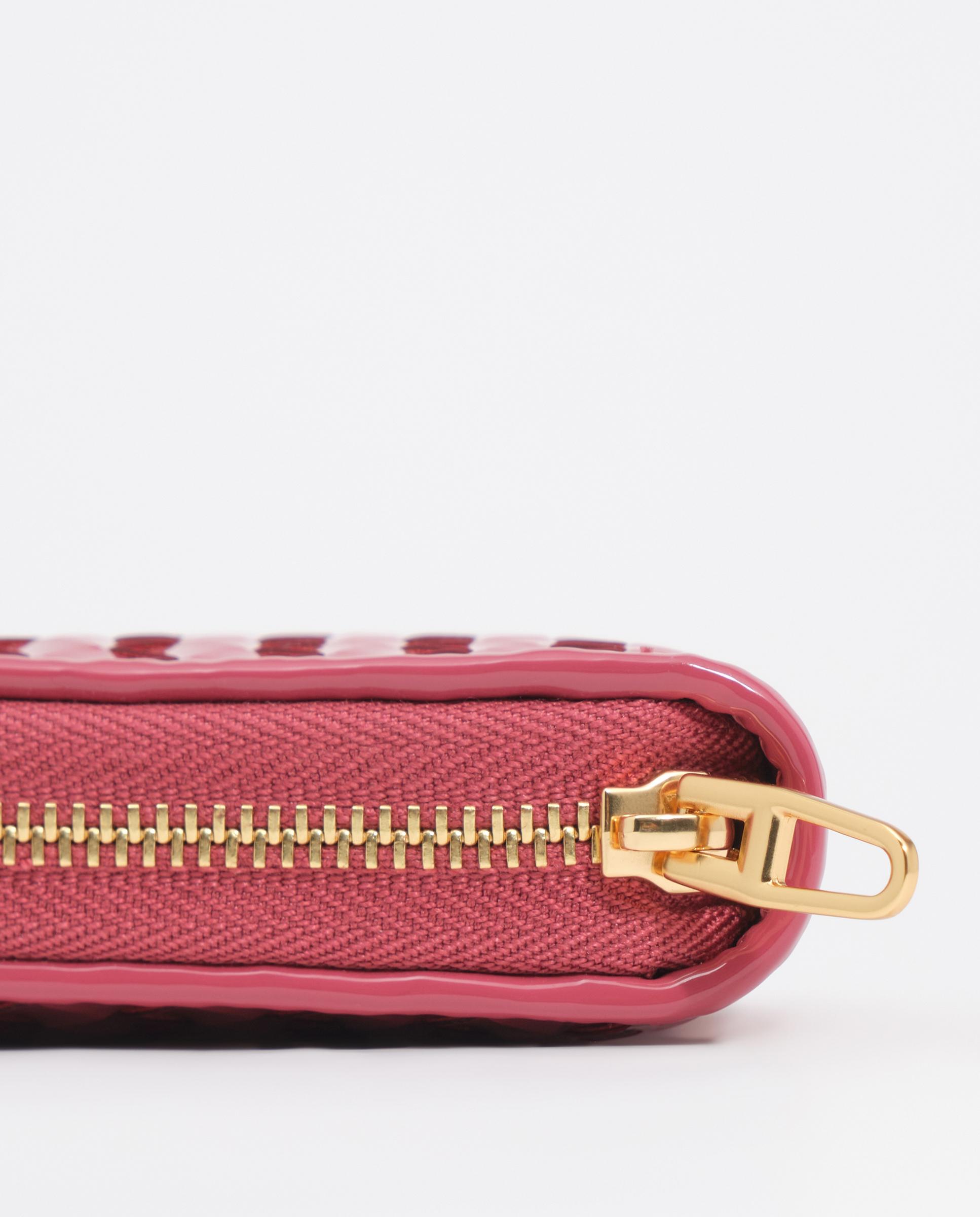 Carteira com Fecho Zip Grande Entrançada Rosa-3