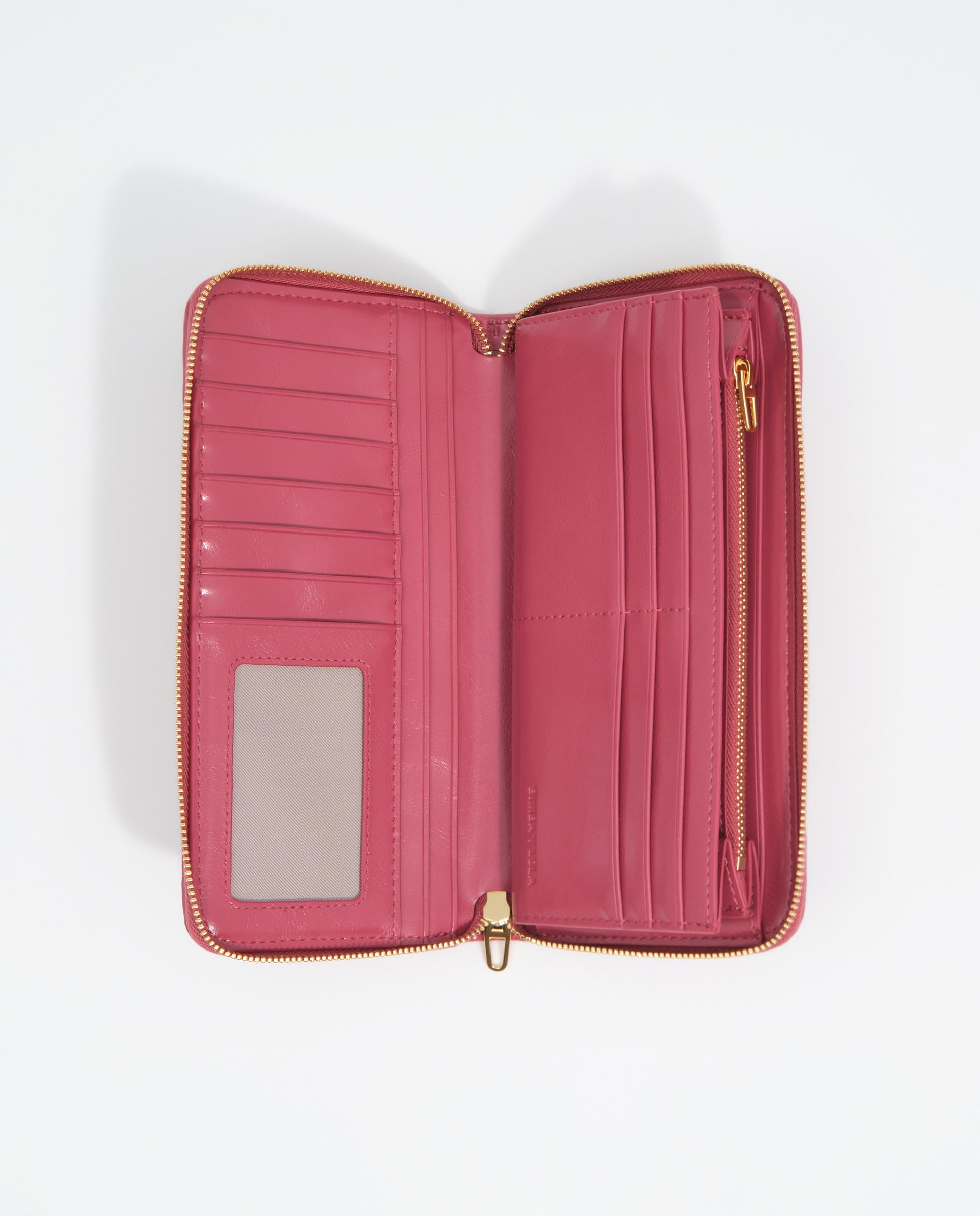 Carteira com Fecho Zip Grande Entrançada Rosa-4