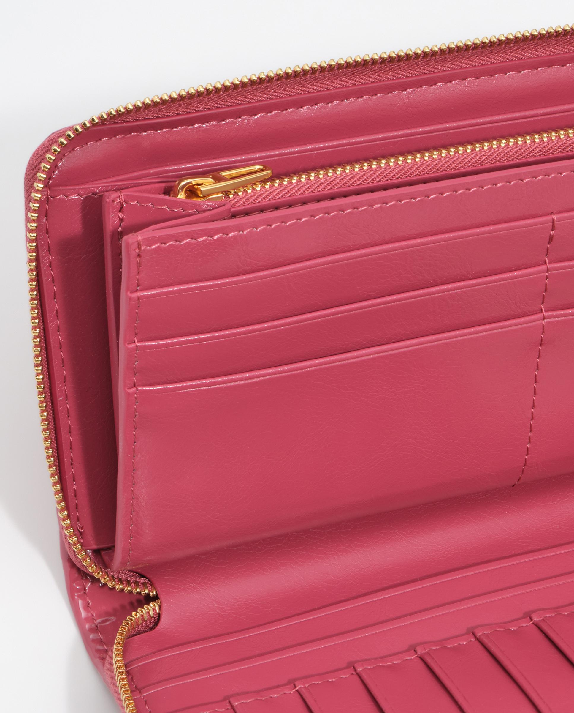 Carteira com Fecho Zip Grande Entrançada Rosa-5