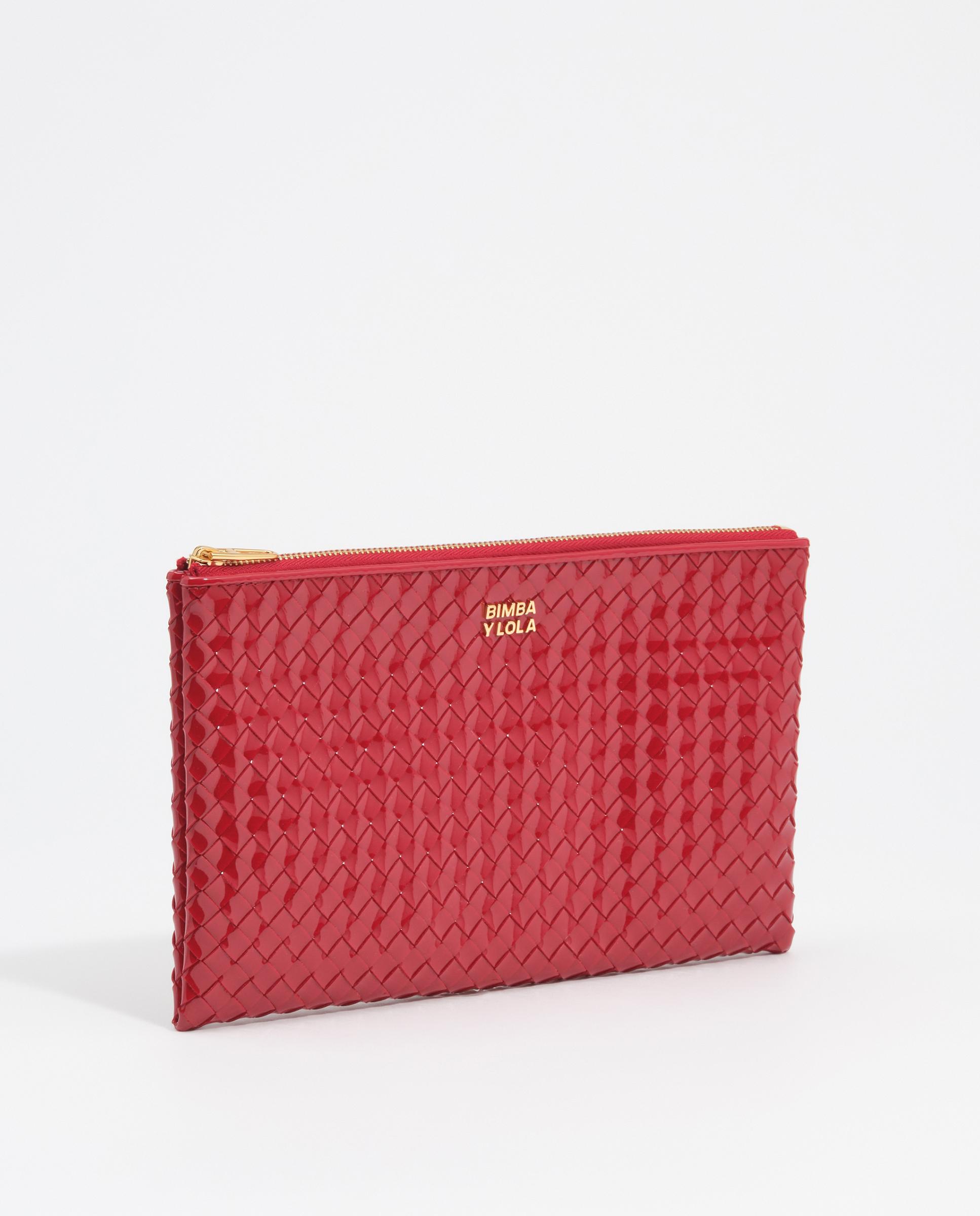 Necessaire Sobre Fecho Zip Médio Entrançado Vermelho-2