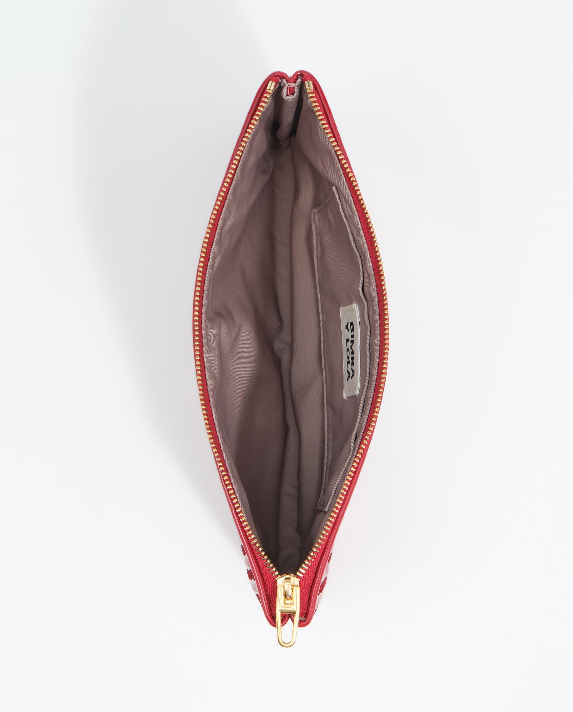 Necessaire Sobre Fecho Zip Médio Entrançado Vermelho-4