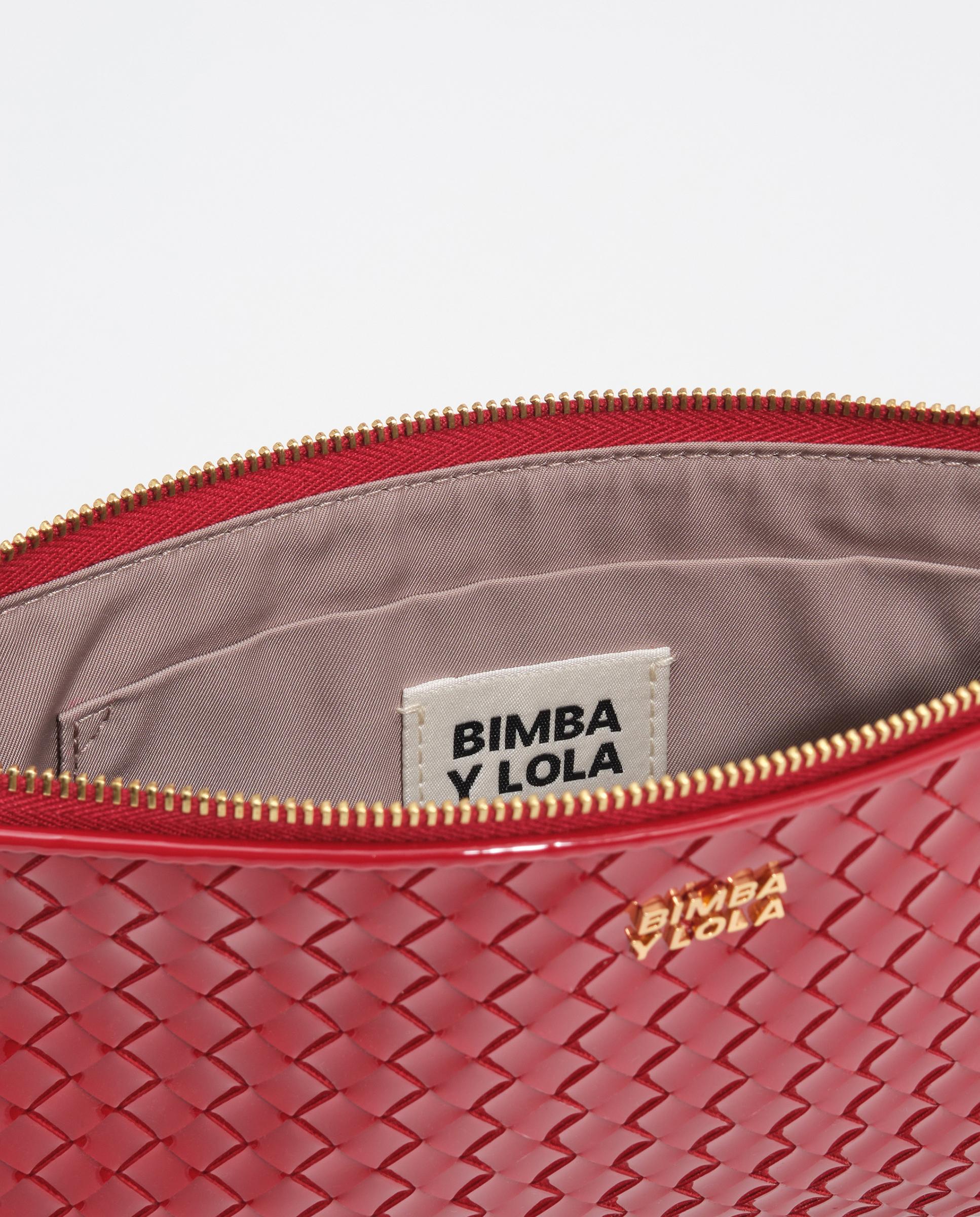 Necessaire Sobre Fecho Zip Médio Entrançado Vermelho-5