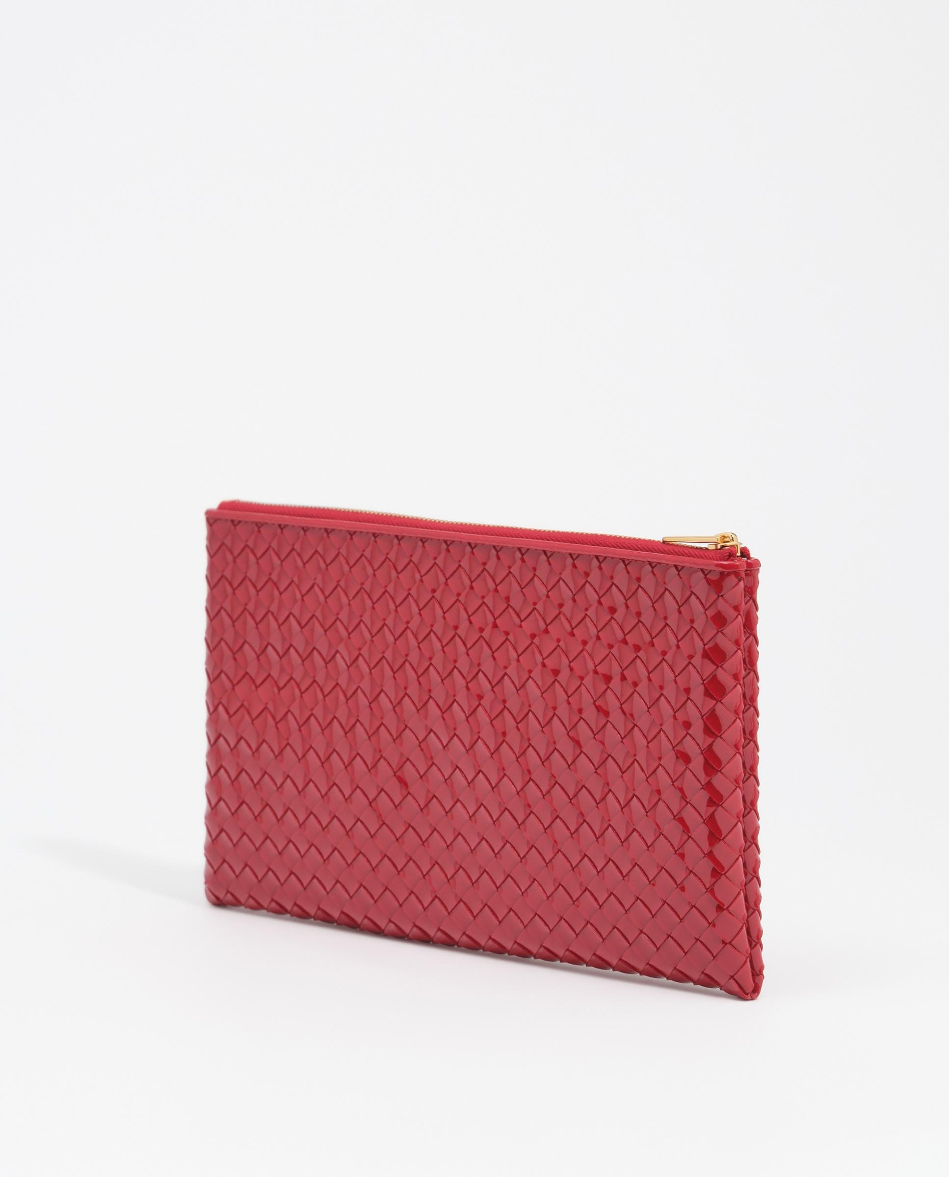 Necessaire Sobre Fecho Zip Médio Entrançado Vermelho-6