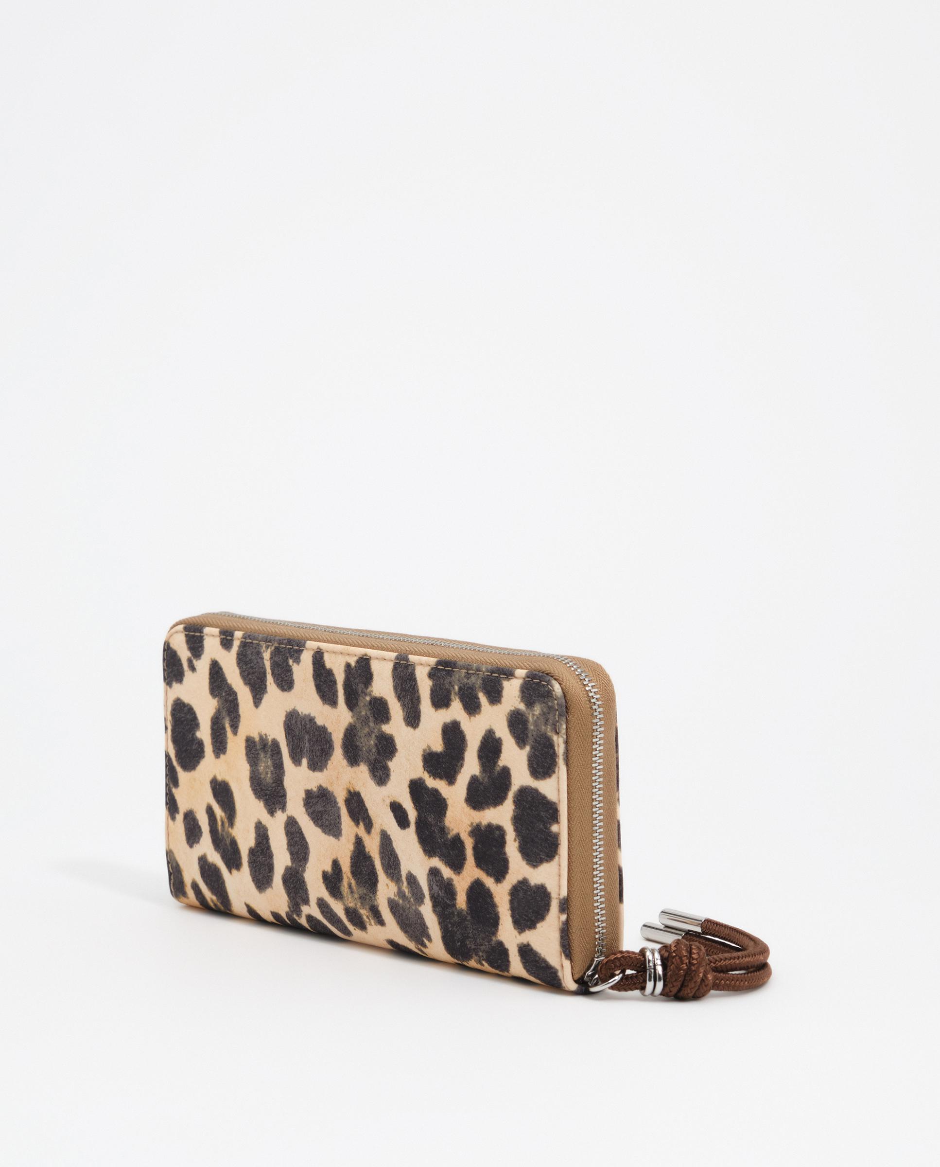 Carteira Fecho Zip Grande em Nylon Leopard Natural-5