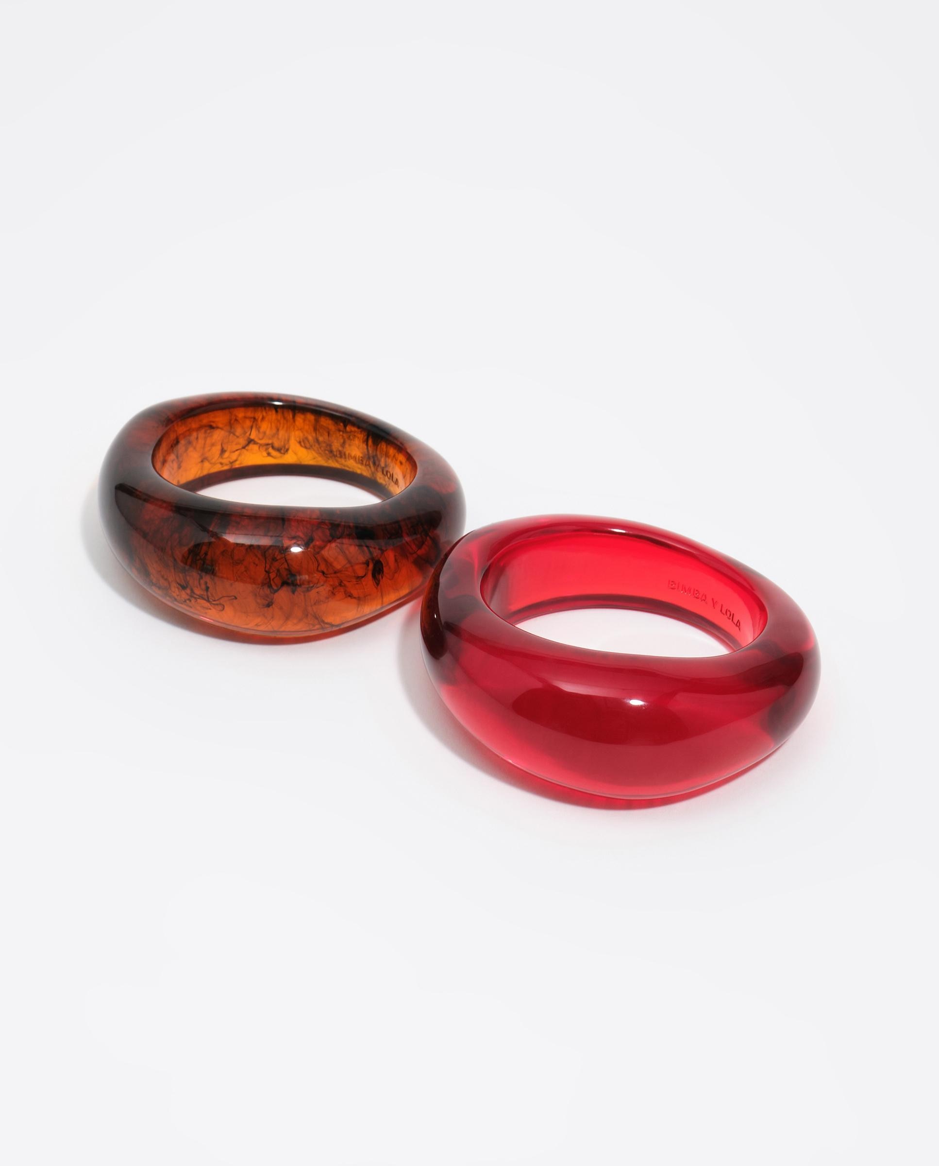 Set de 2 Pulseiras de Resina Efeito Âmbar Castanho-5