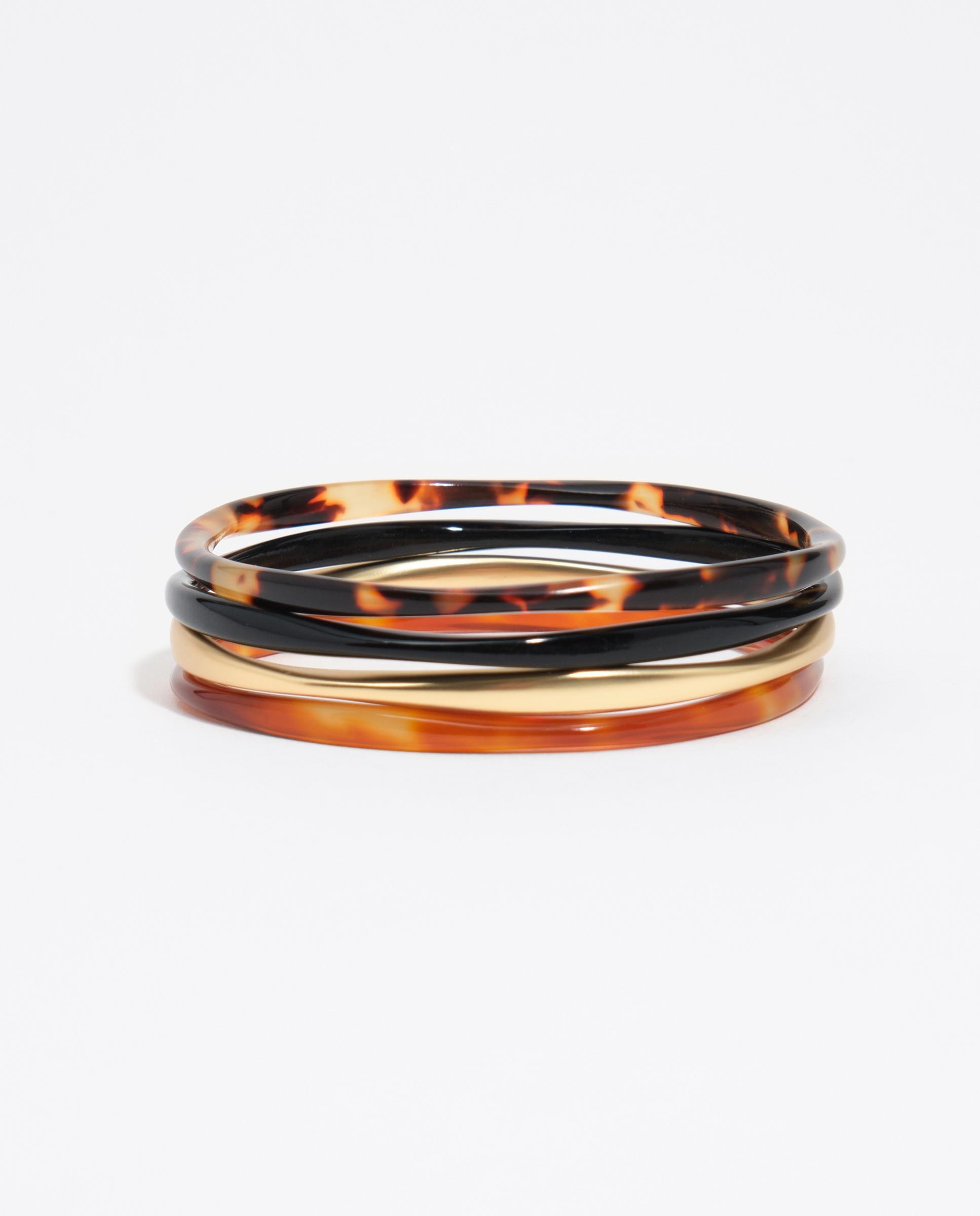 Set de 4 Pulseiras Efeito Tartaruga Mate Castanho-3