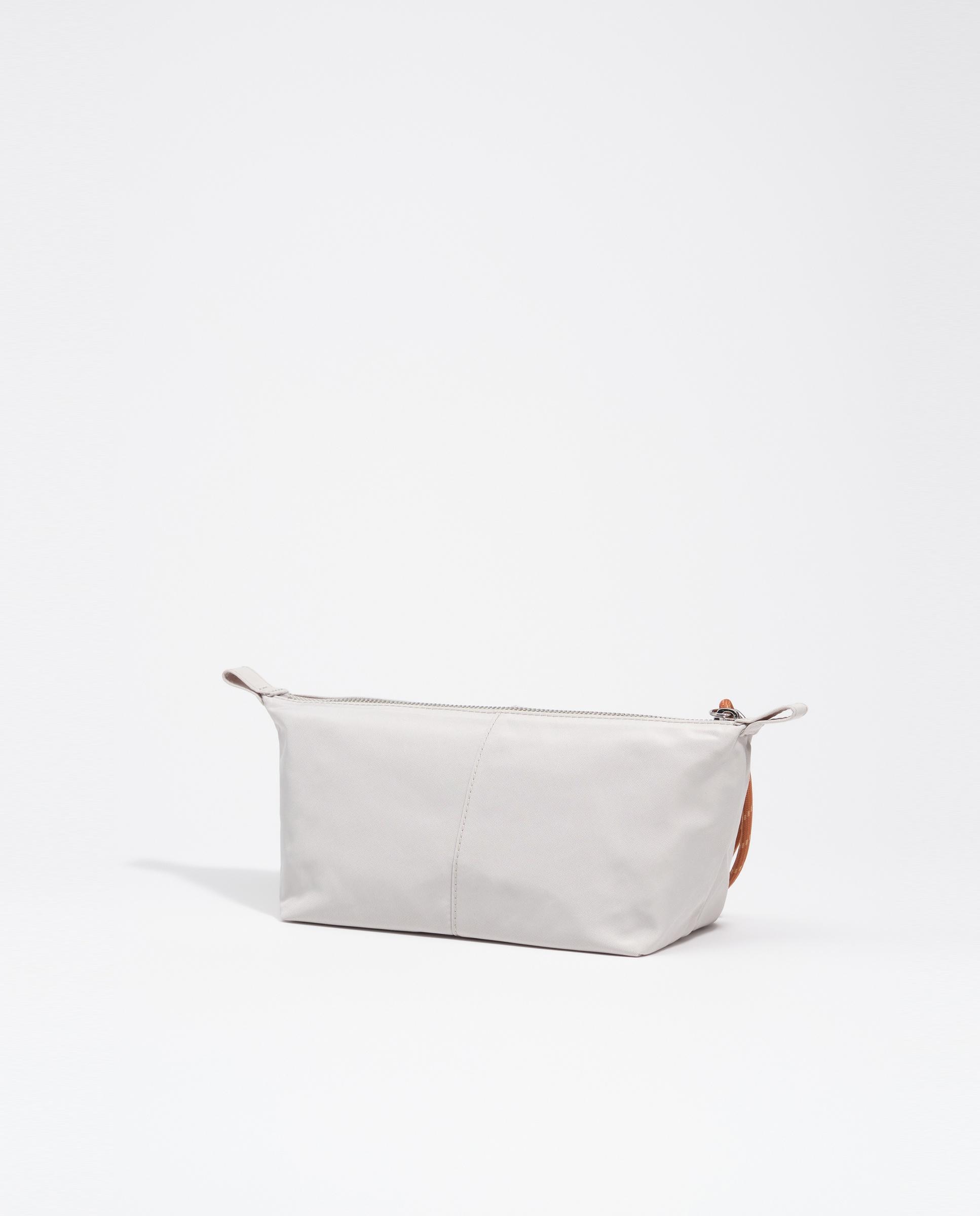 Necessaire Trapézio Médio em Nylon Areia-4