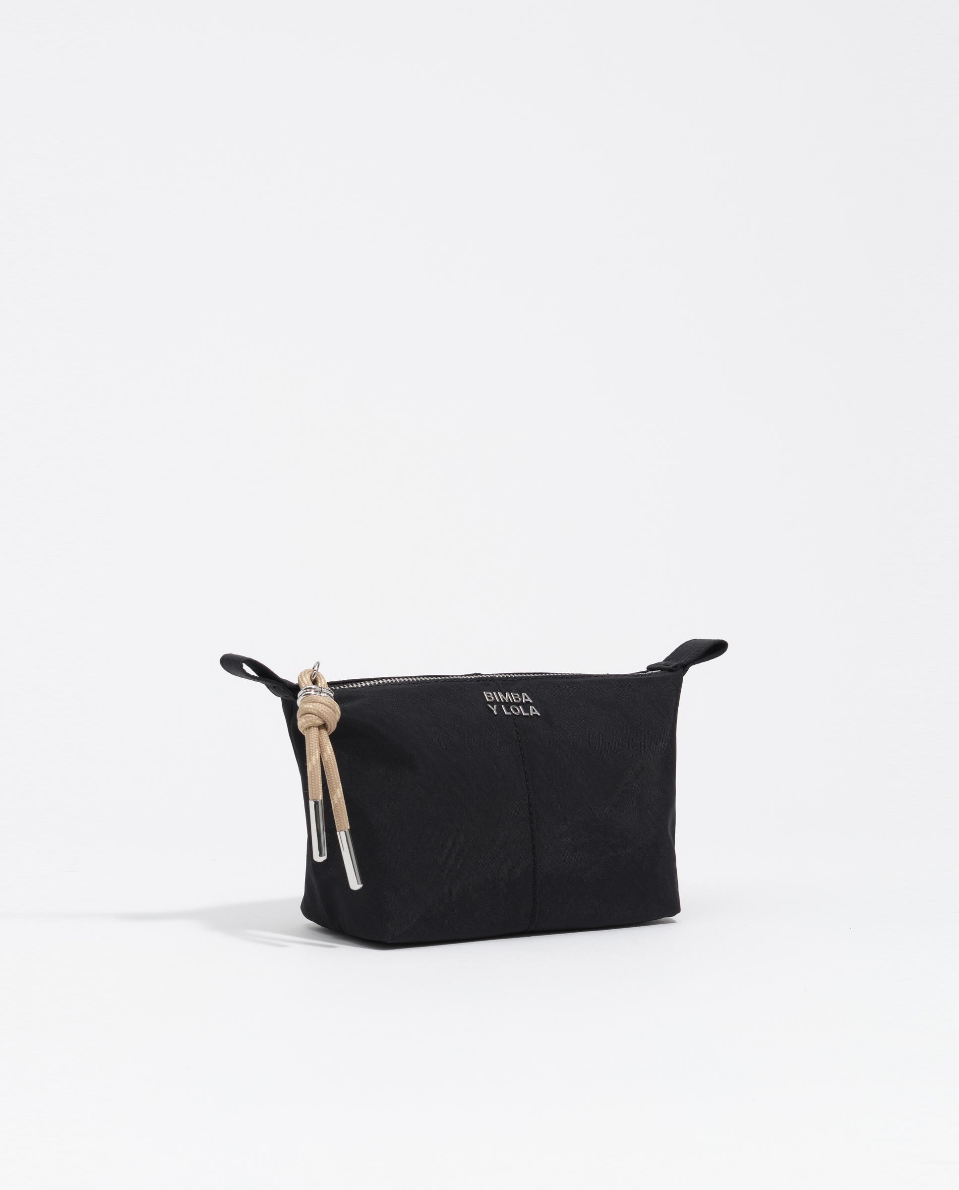 Necessaire Trapézio Pequeno de Nylon Preto-2