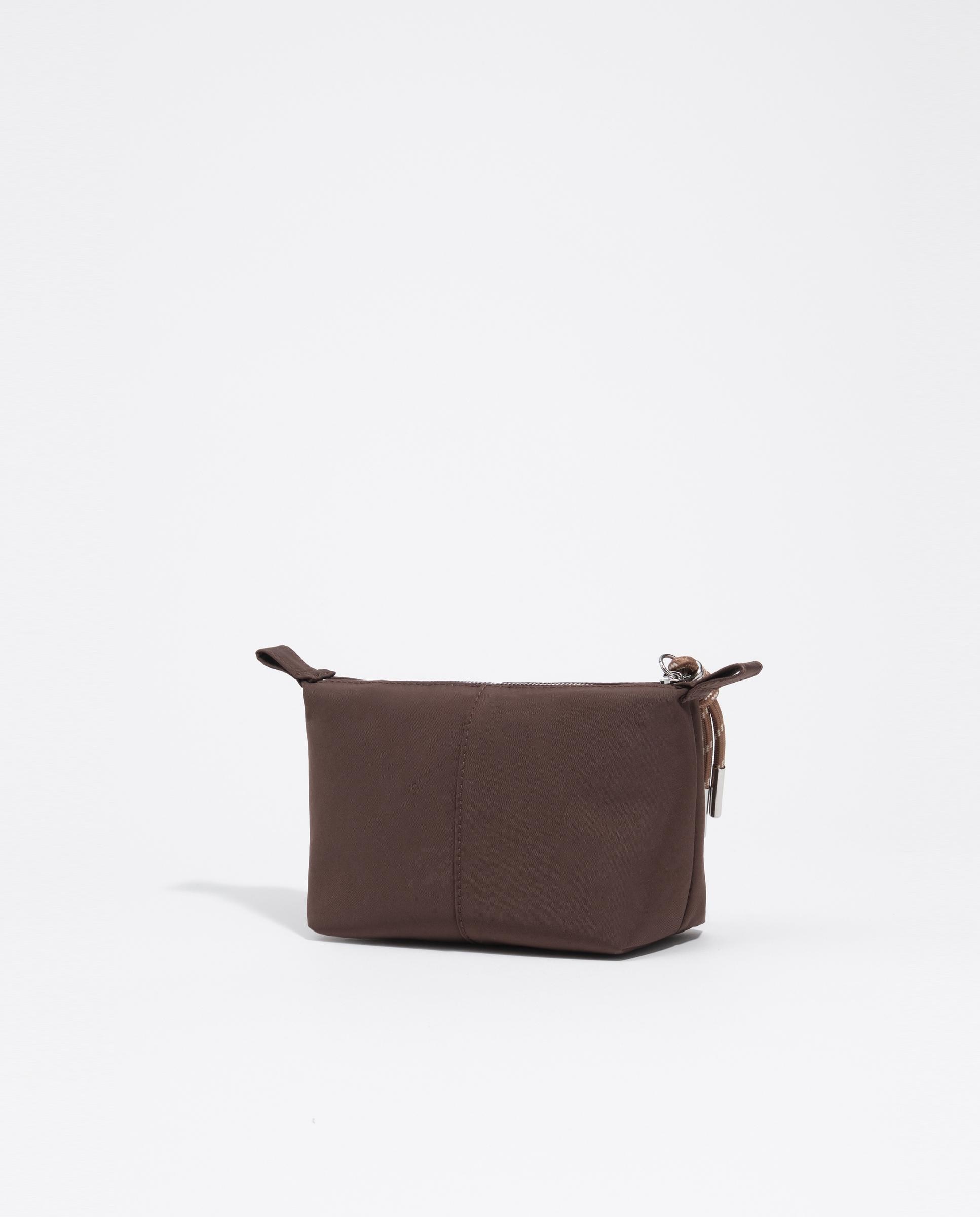 Necessaire Trapézio Pequeno Nylon Castanho-3