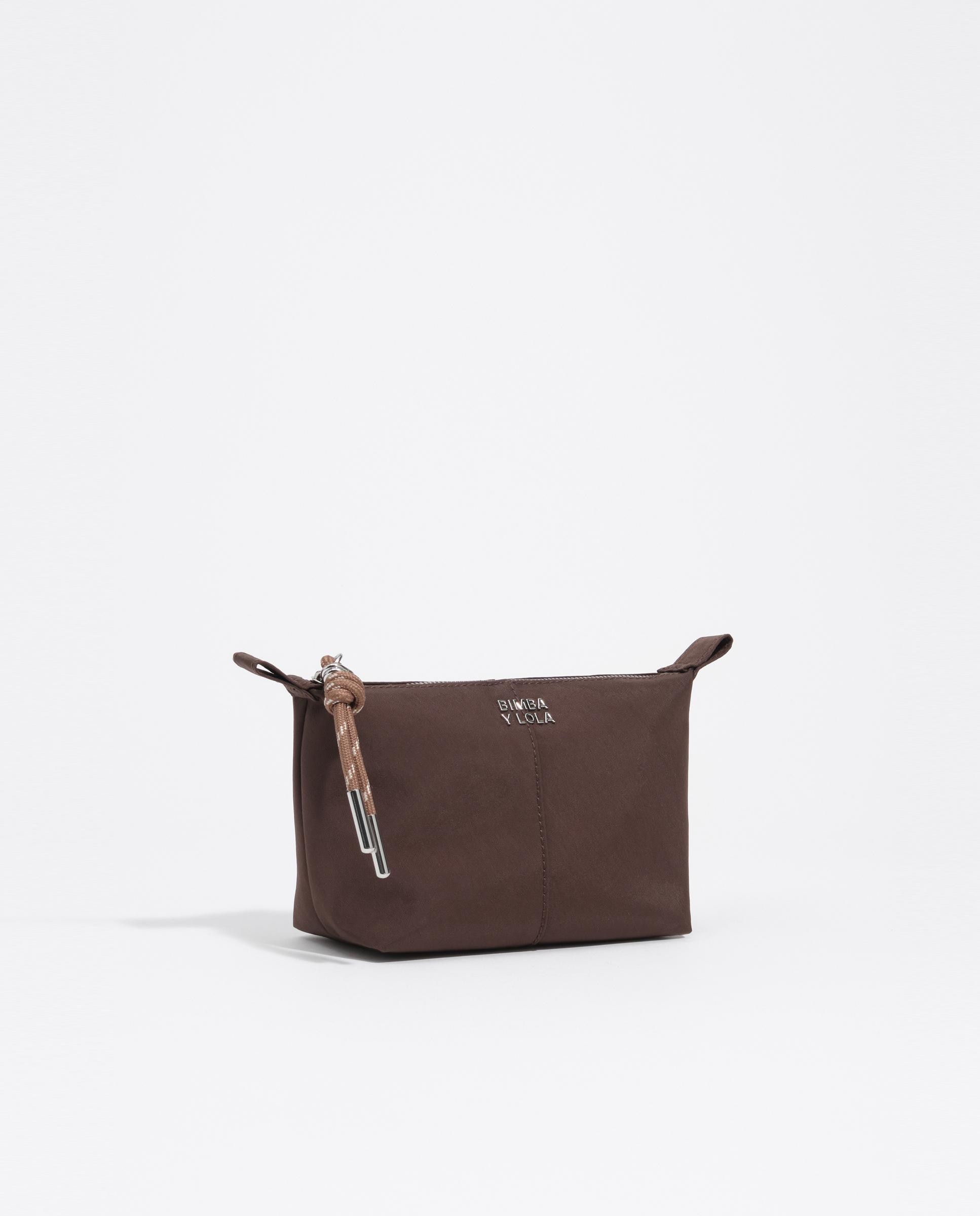 Necessaire Trapézio Pequeno Nylon Castanho-4