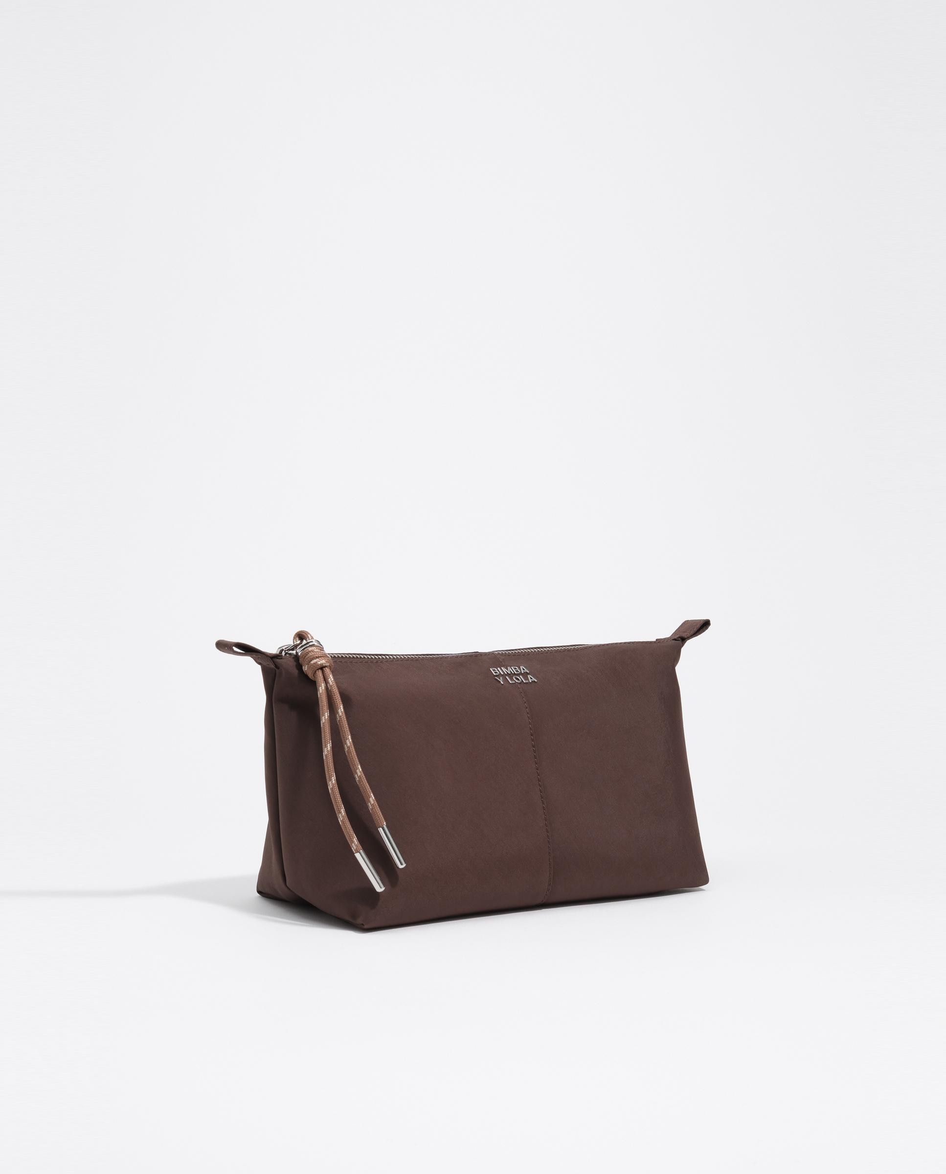 Necessaire Trapézio Grande de Nylon Castanho-3