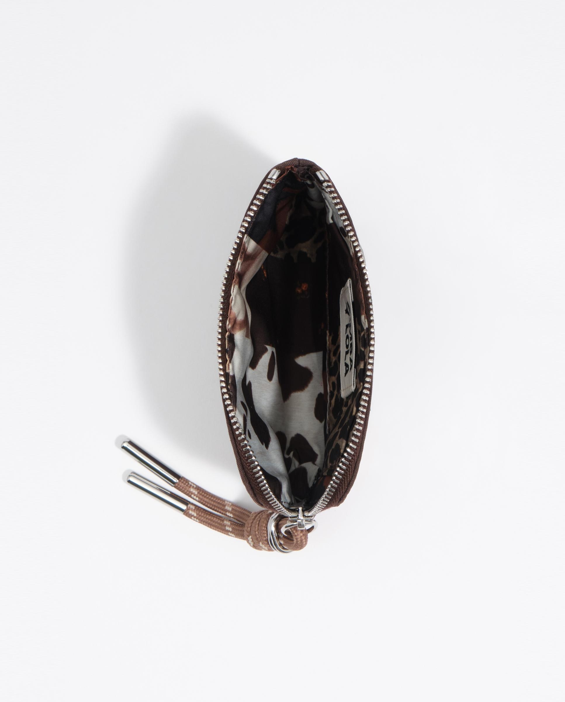 Porta-moedas com Fecho Zip Nylon Castanho-3