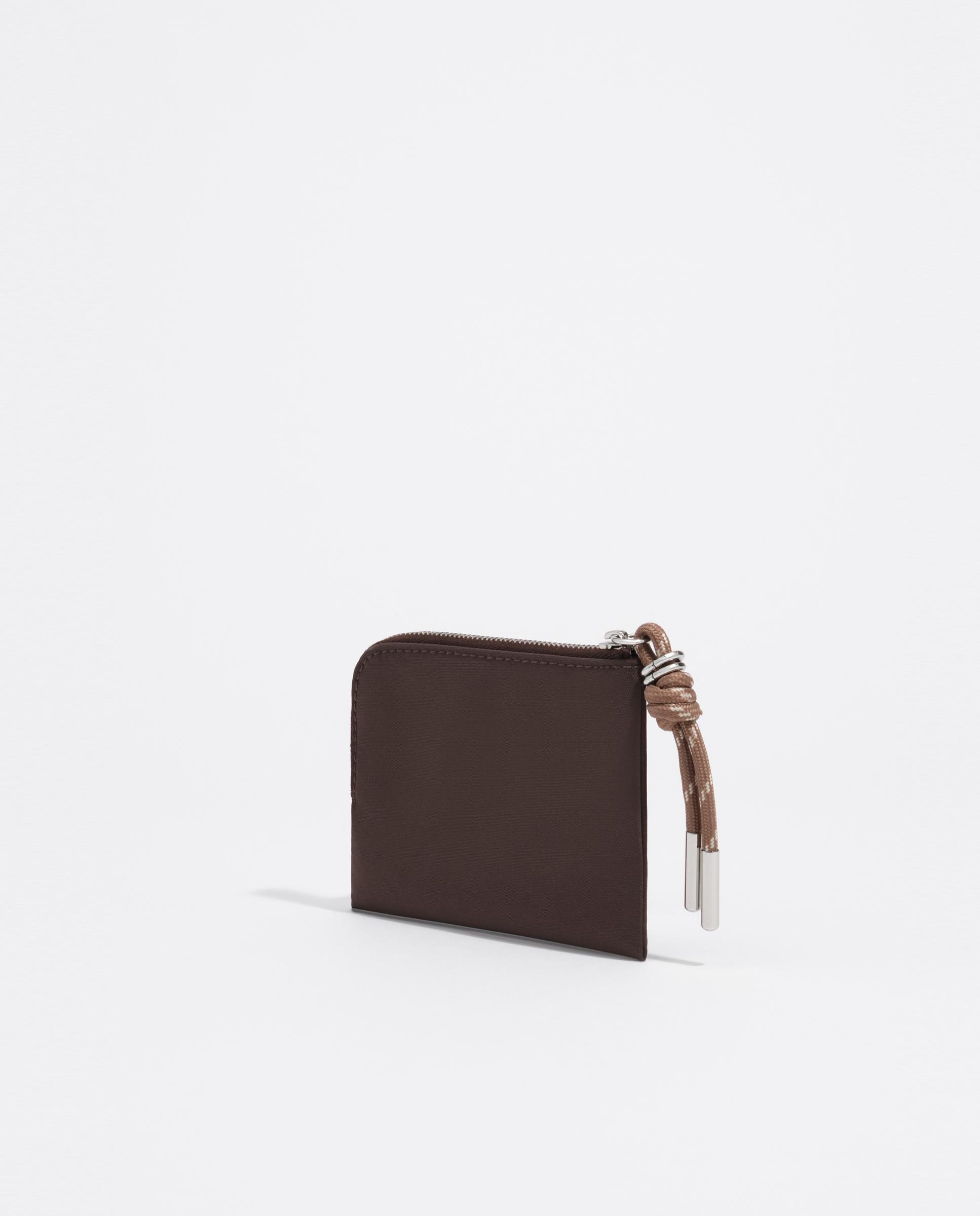 Porta-moedas com Fecho Zip Nylon Castanho-4