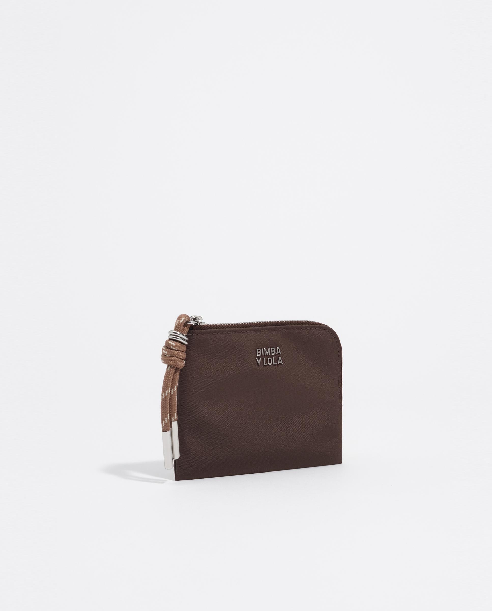 Porta-moedas com Fecho Zip Nylon Castanho-5