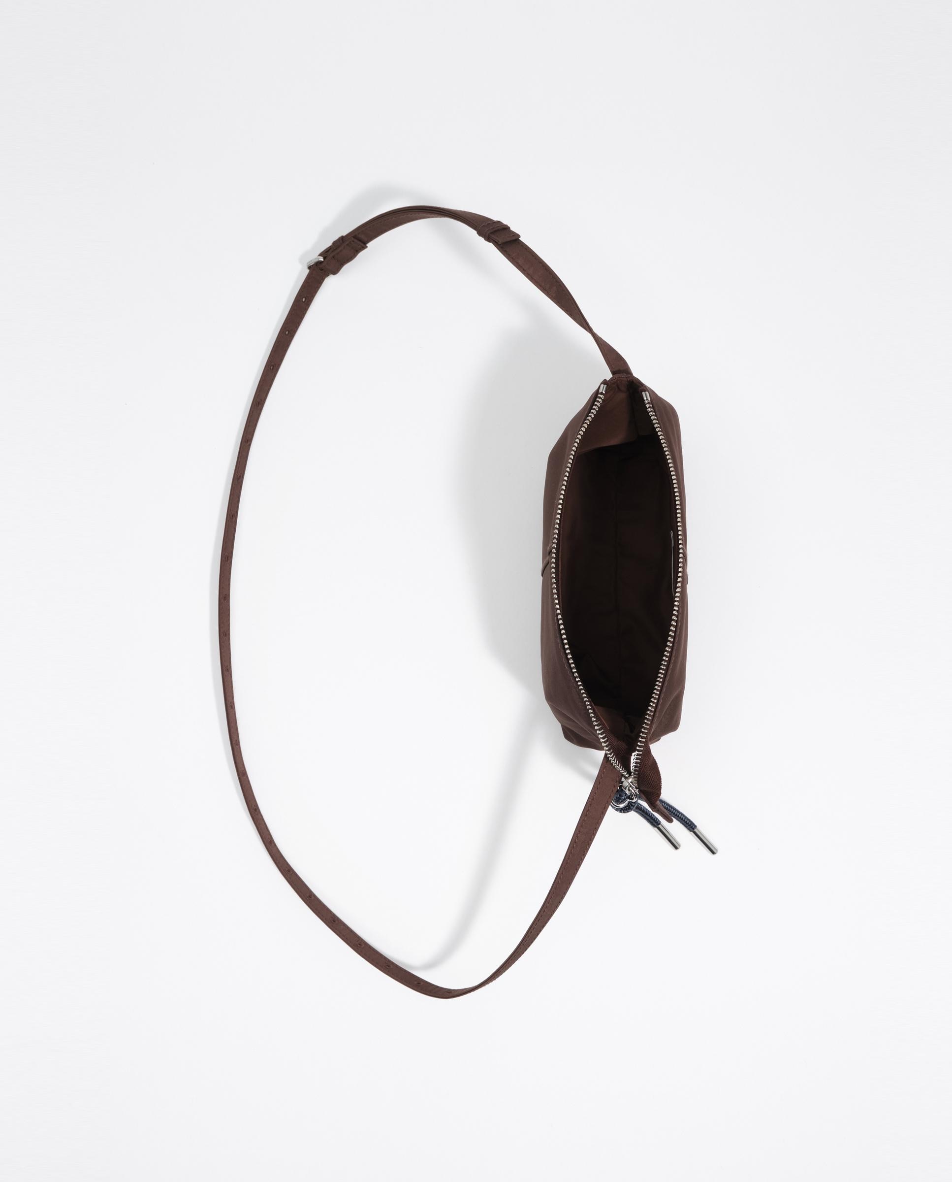 Mala a Tiracolo Mini Nylon Castanho-2