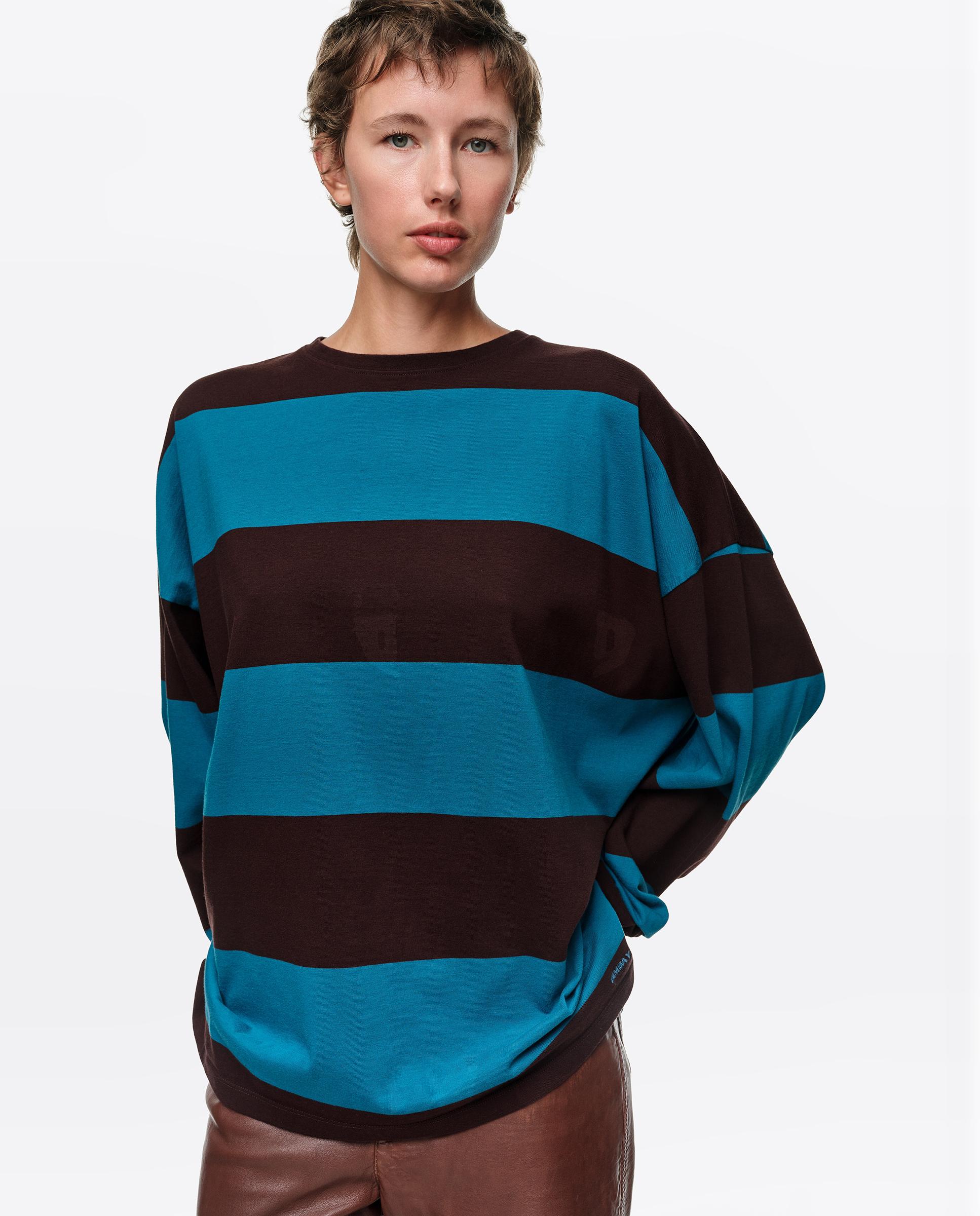 T-shirt Oversize de Manga Comprida Verde-azulado-2