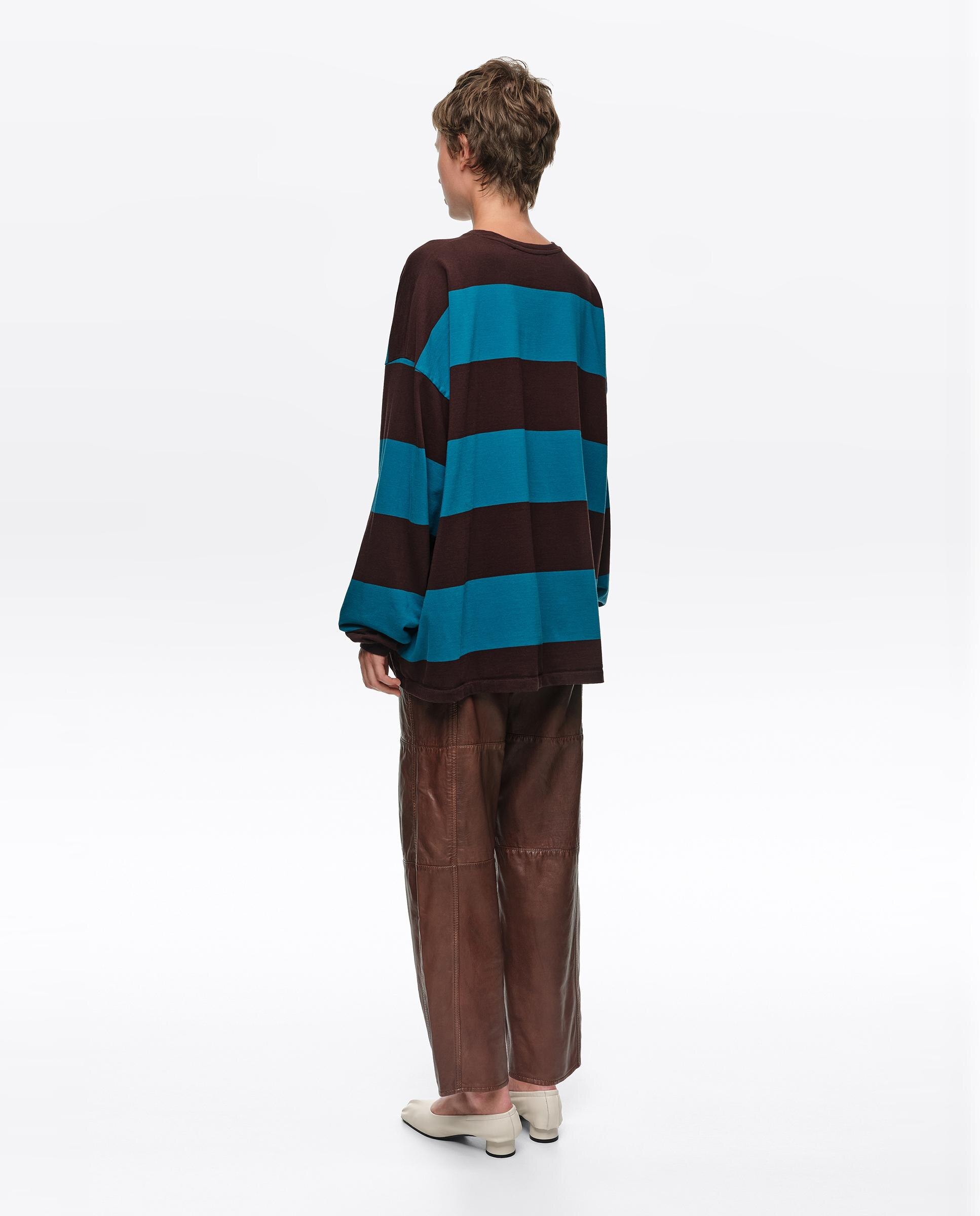 T-shirt Oversize de Manga Comprida Verde-azulado-4