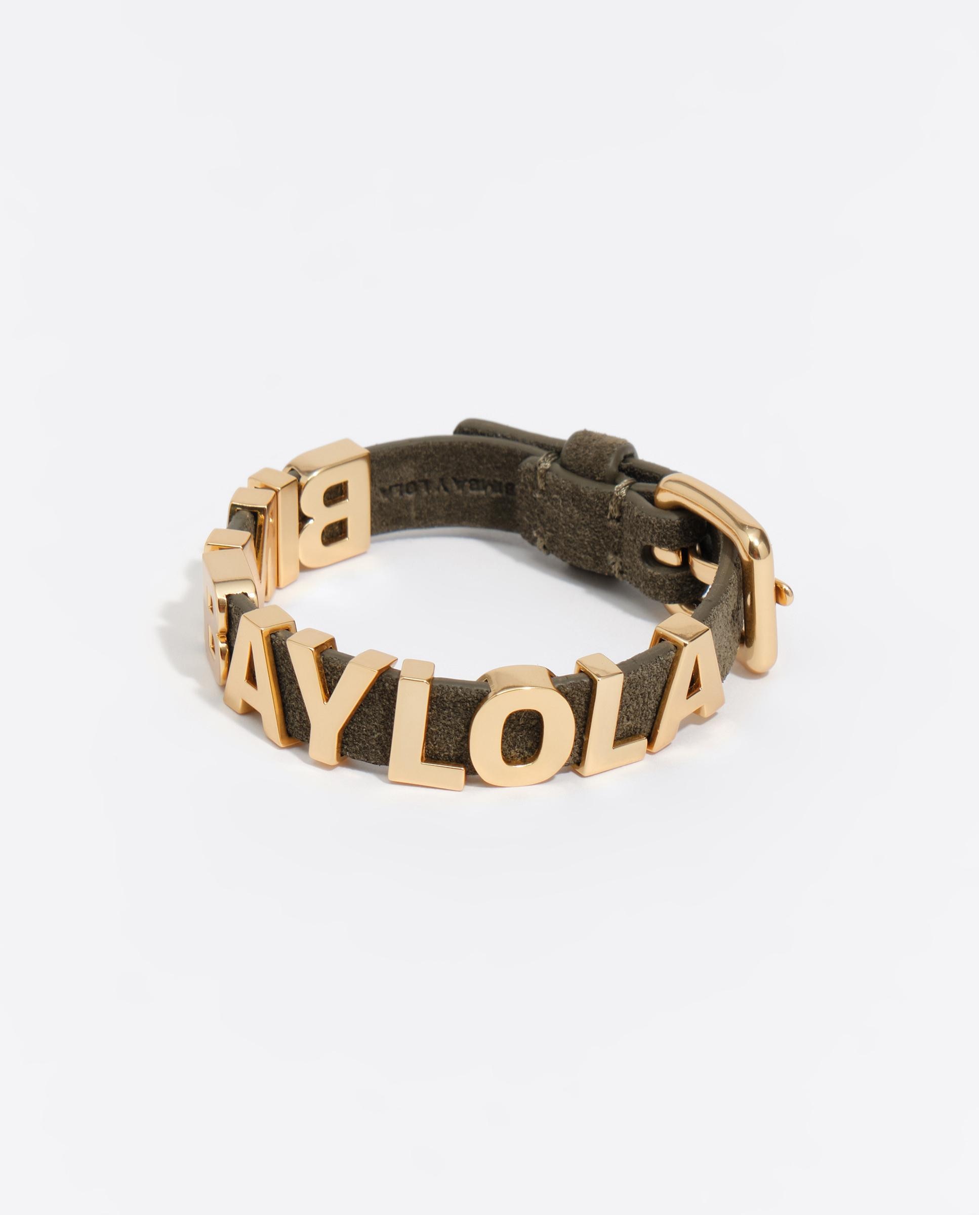 Imagem 0 de Pulseira Logo Dourado com Correia de Camurça