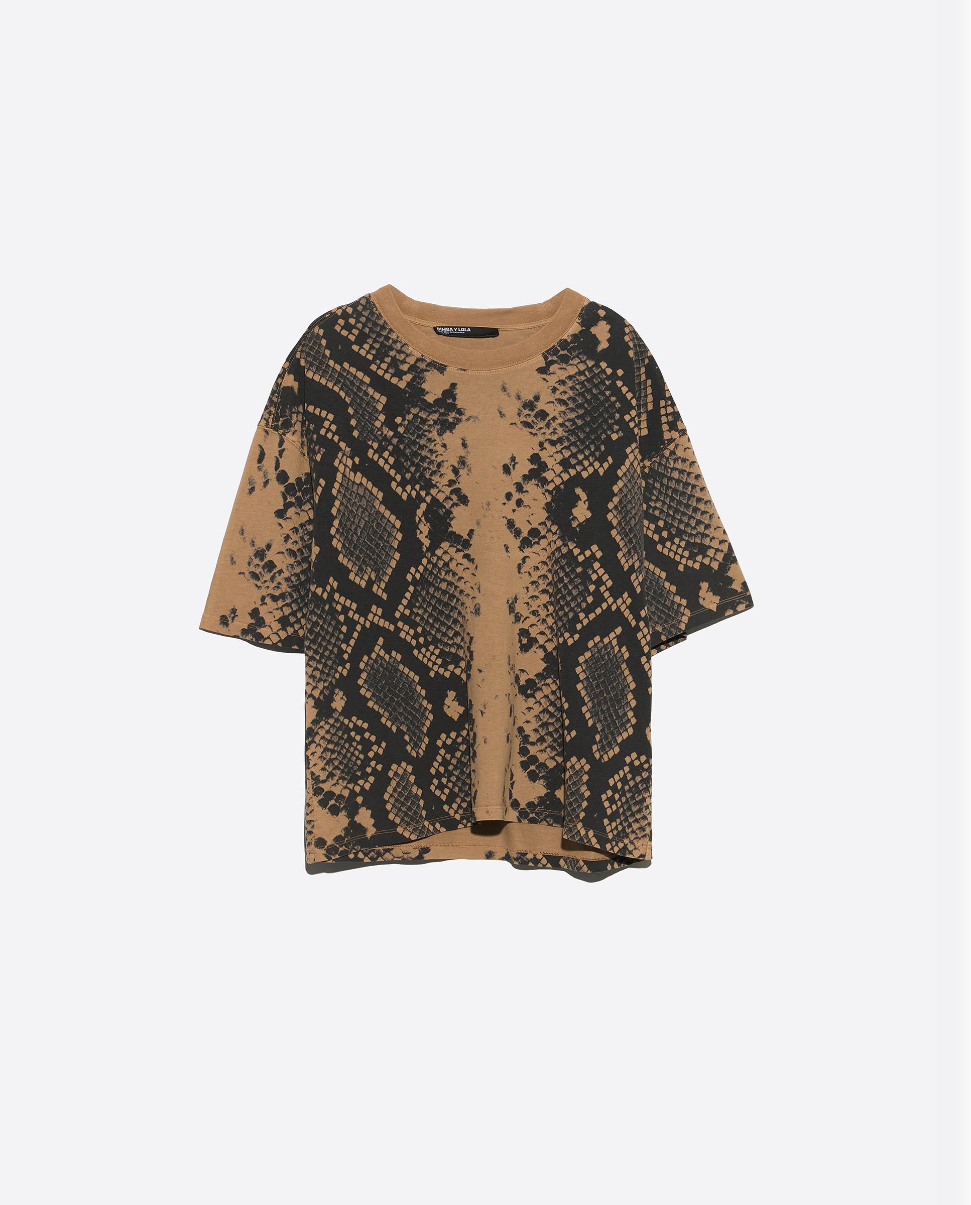 T-shirt de Algodão Snake Ocre-5