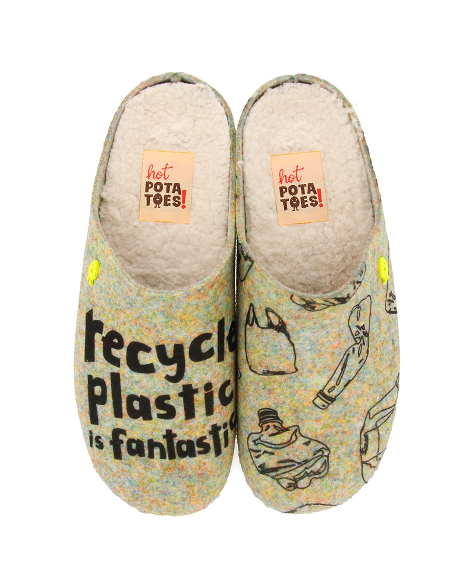 Pantufas Abertas Tipo Babucha com Mensagem Multicolor-2