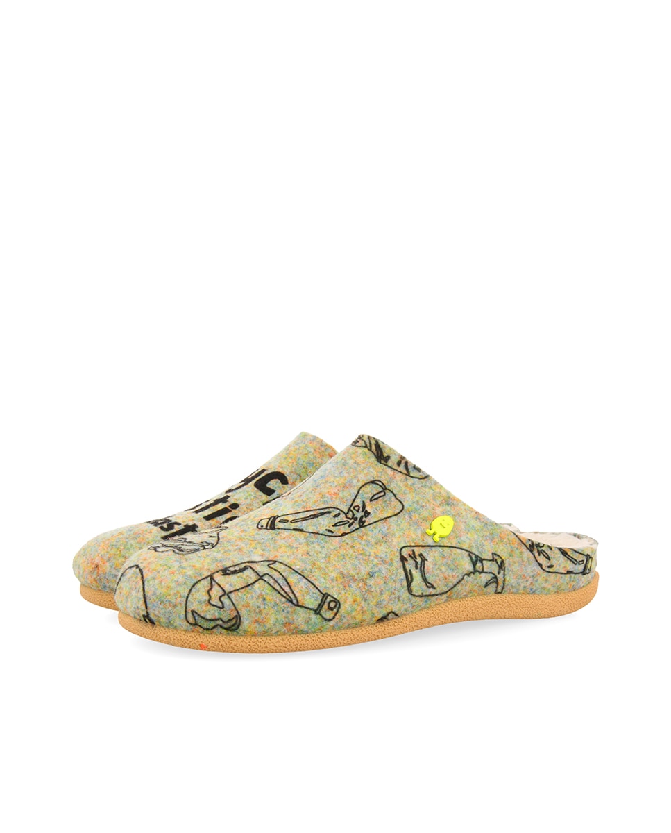 Pantufas Abertas Tipo Babucha com Mensagem Multicolor-3