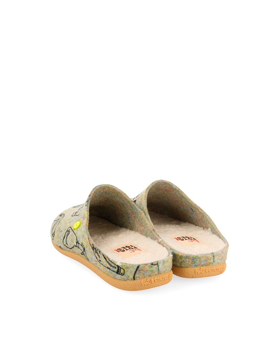 Pantufas Abertas Tipo Babucha com Mensagem Multicolor-4