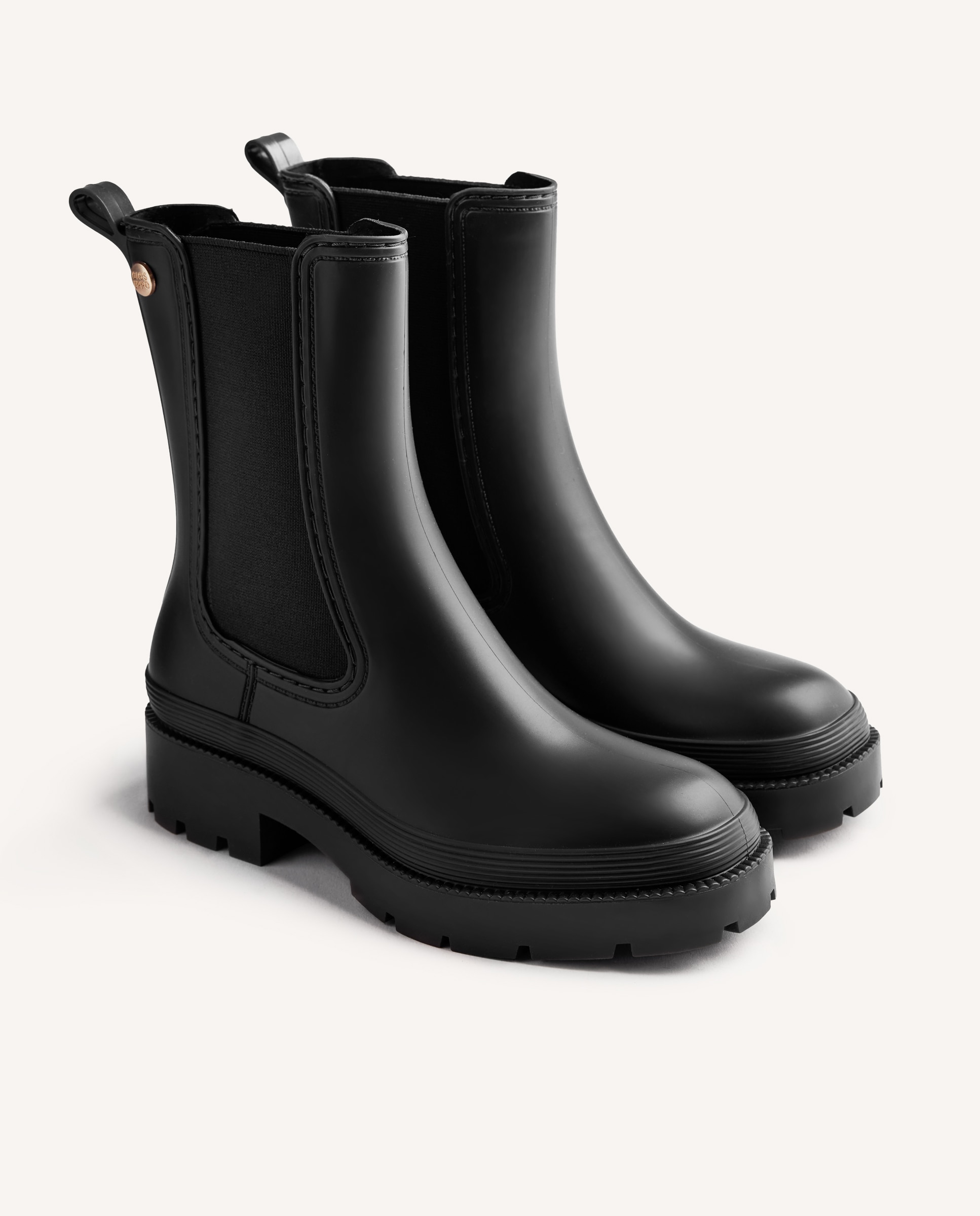 Botas de Água com Sola Tipo Track e Elásticos Preto-2