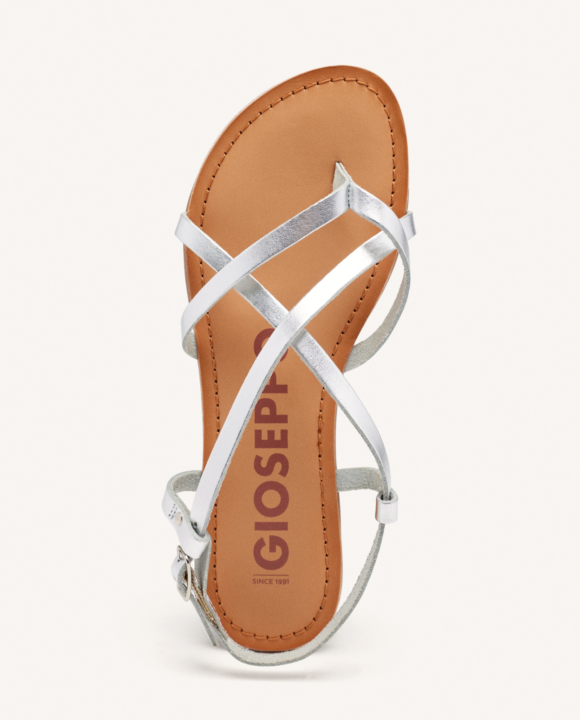 Sandálias Rasas de Pele com Palmilha Acolchoada e Suave Prateado-4