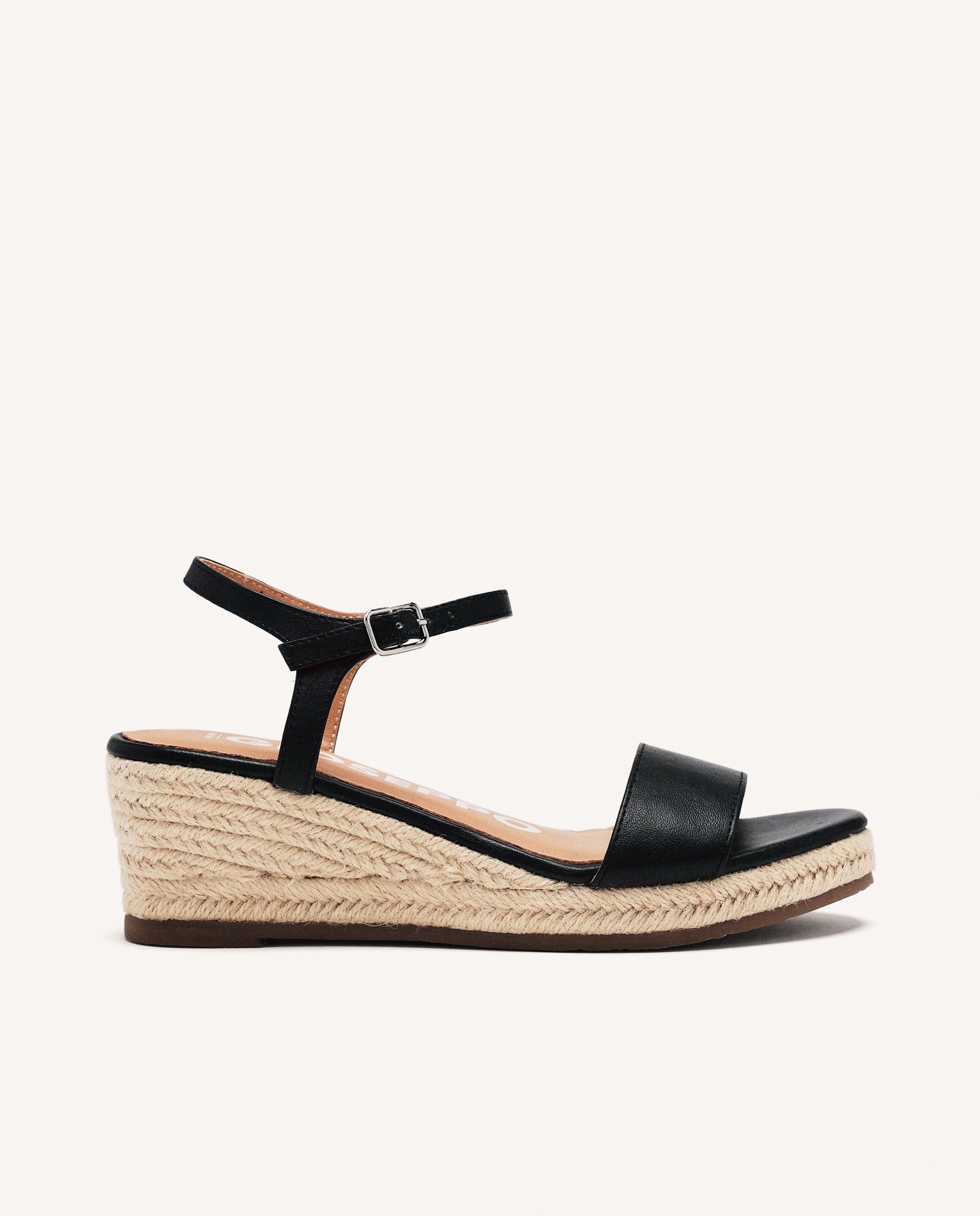 Imagem 0 de Alpercatas de Cunhas em Pele de Juta com Altura Média e Fecho com Fivela