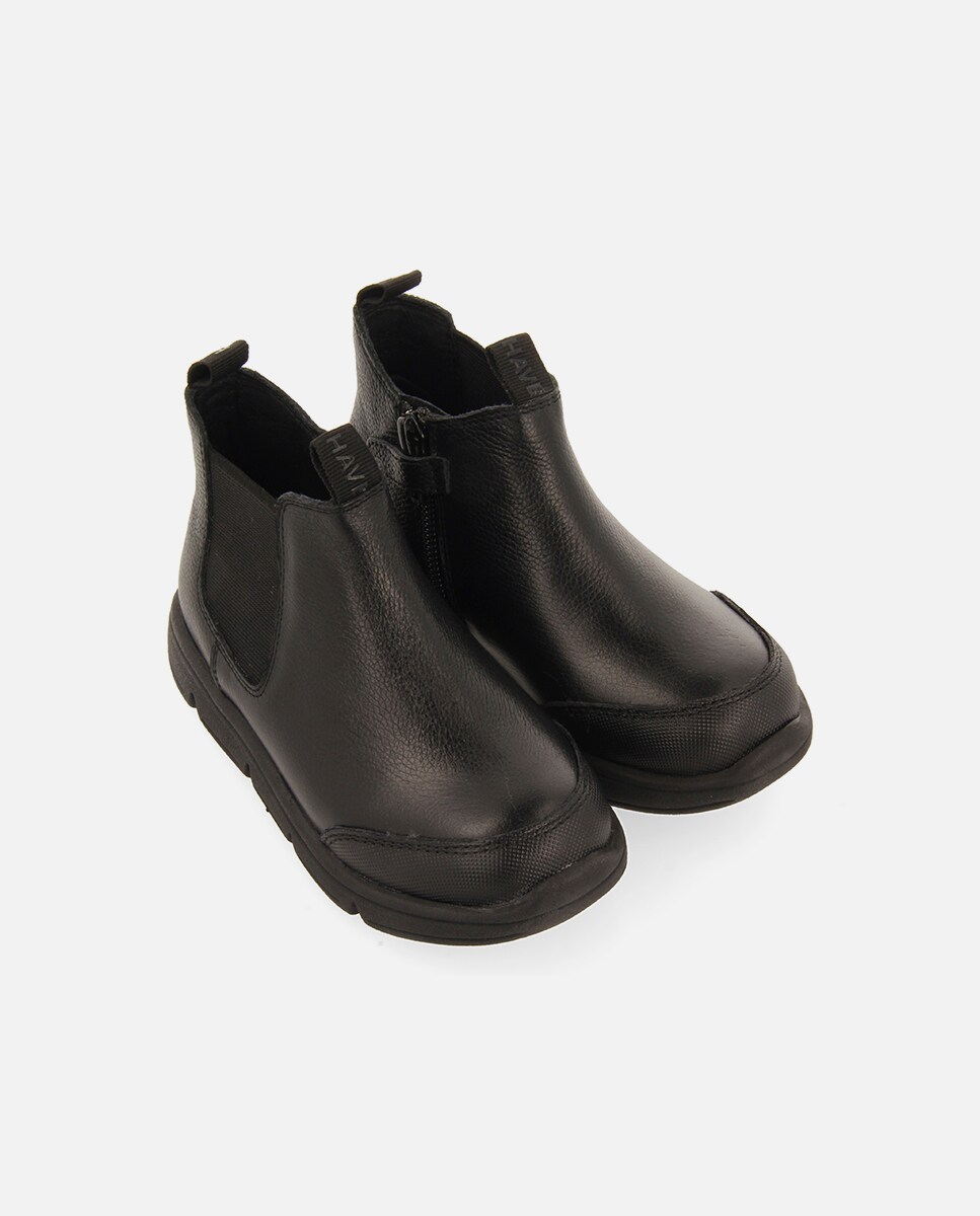 Botins Escolares em Pele com Sola Antiderrapante Preto-4