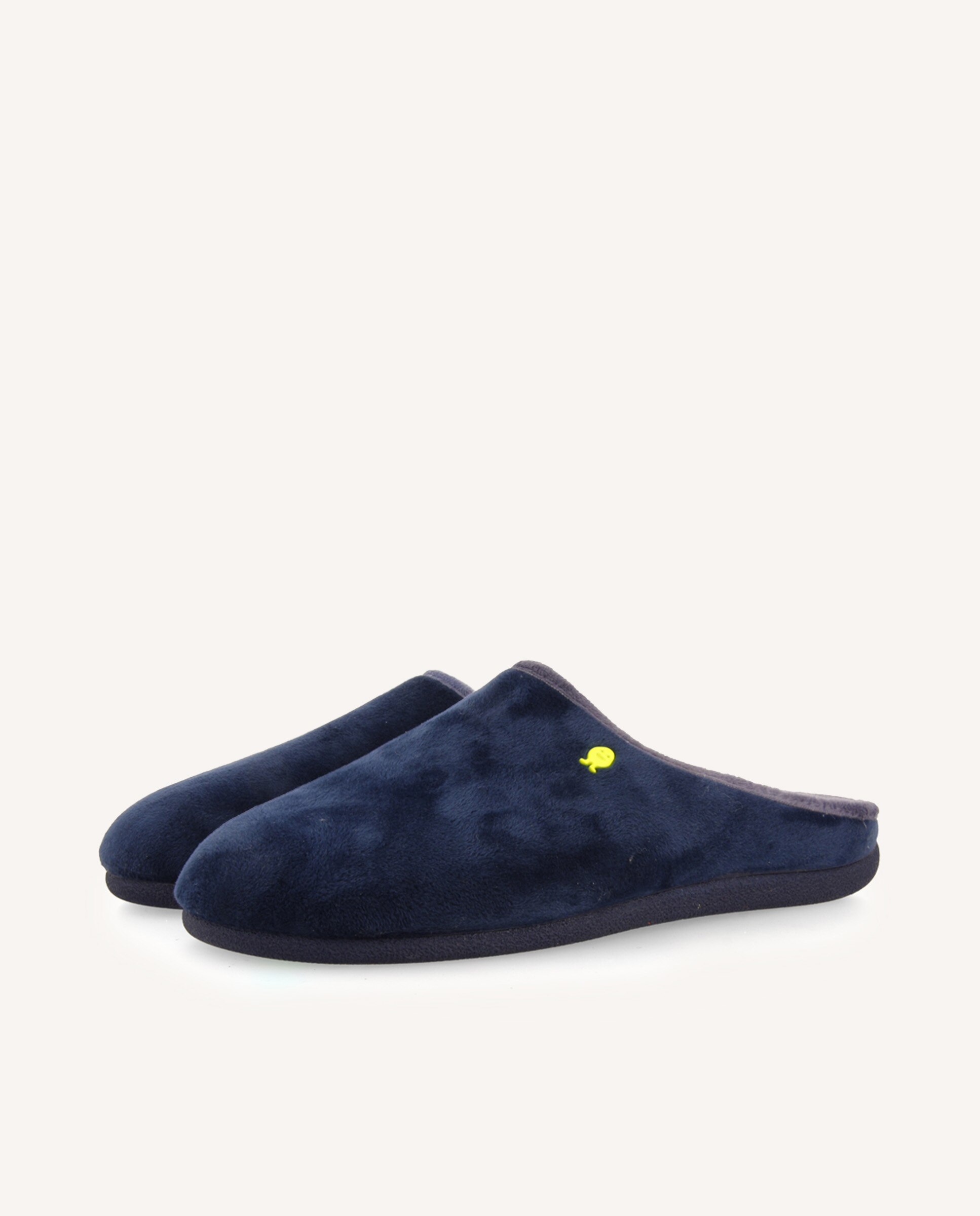 Pantufas de Pelo com Rebordo em Cor em Contraste Marinho-2
