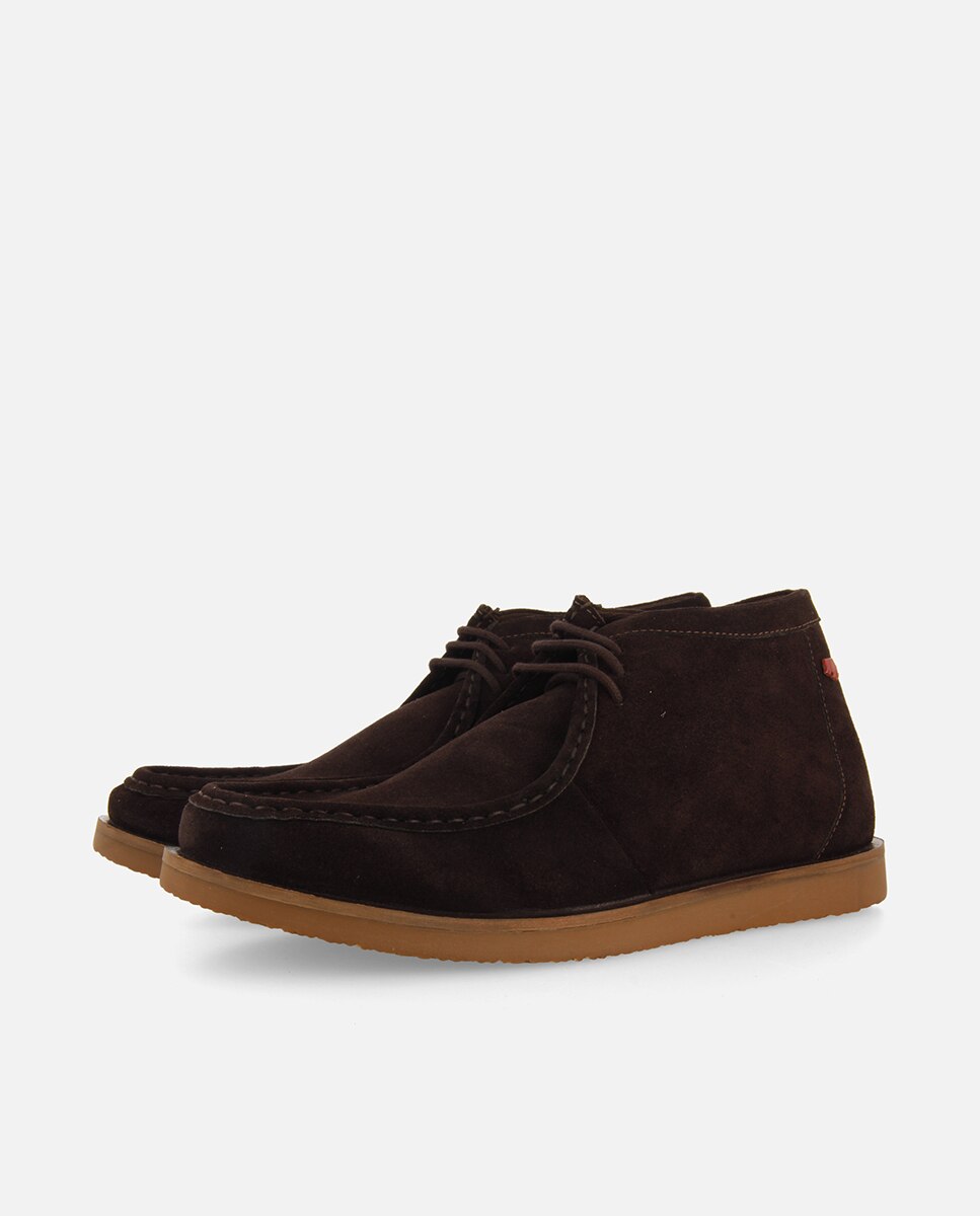 Mocassins Estilo Wallabee com Cordões e Palmilha Acolchoada Castanho-escuro-2