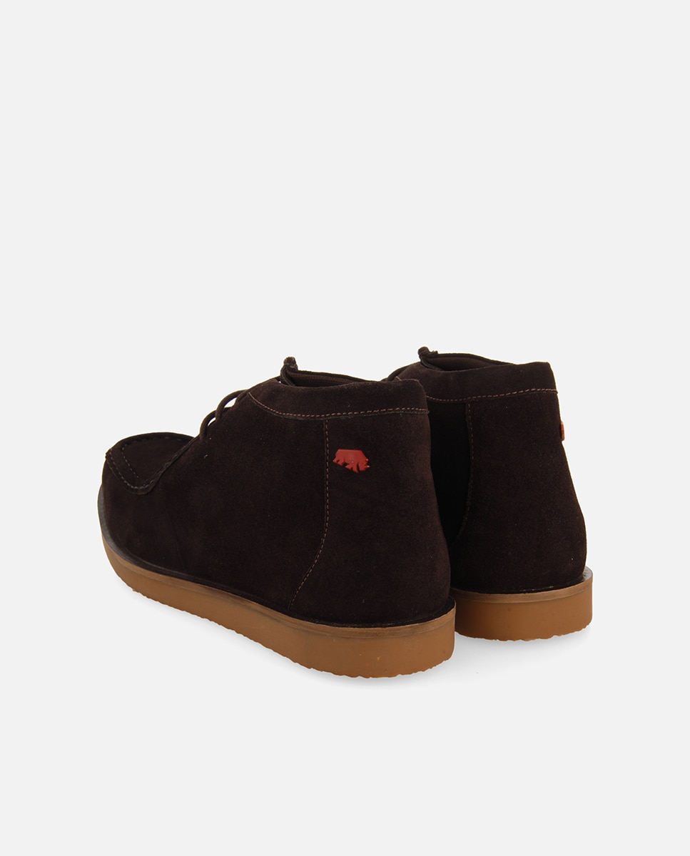 Mocassins Estilo Wallabee com Cordões e Palmilha Acolchoada Castanho-escuro-3